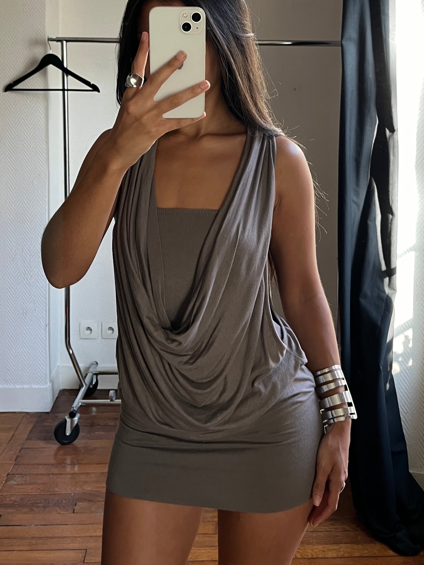 Vintage grey draped dress