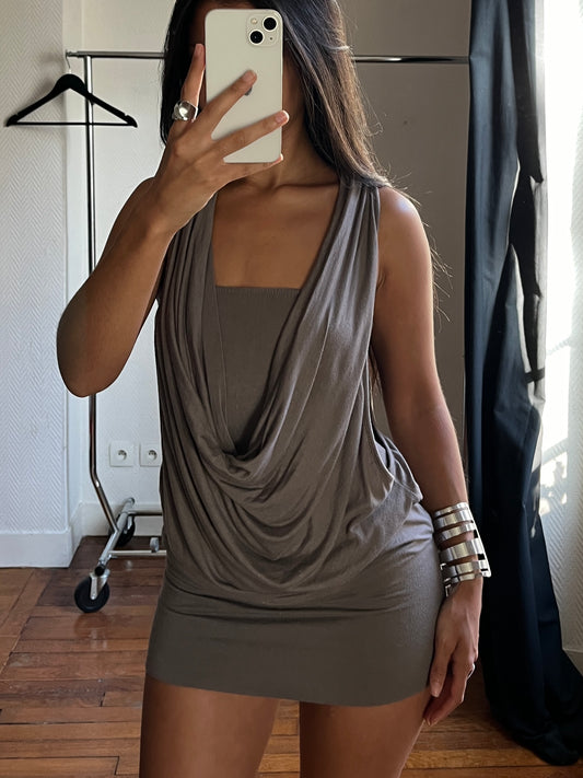 Vintage grey draped dress