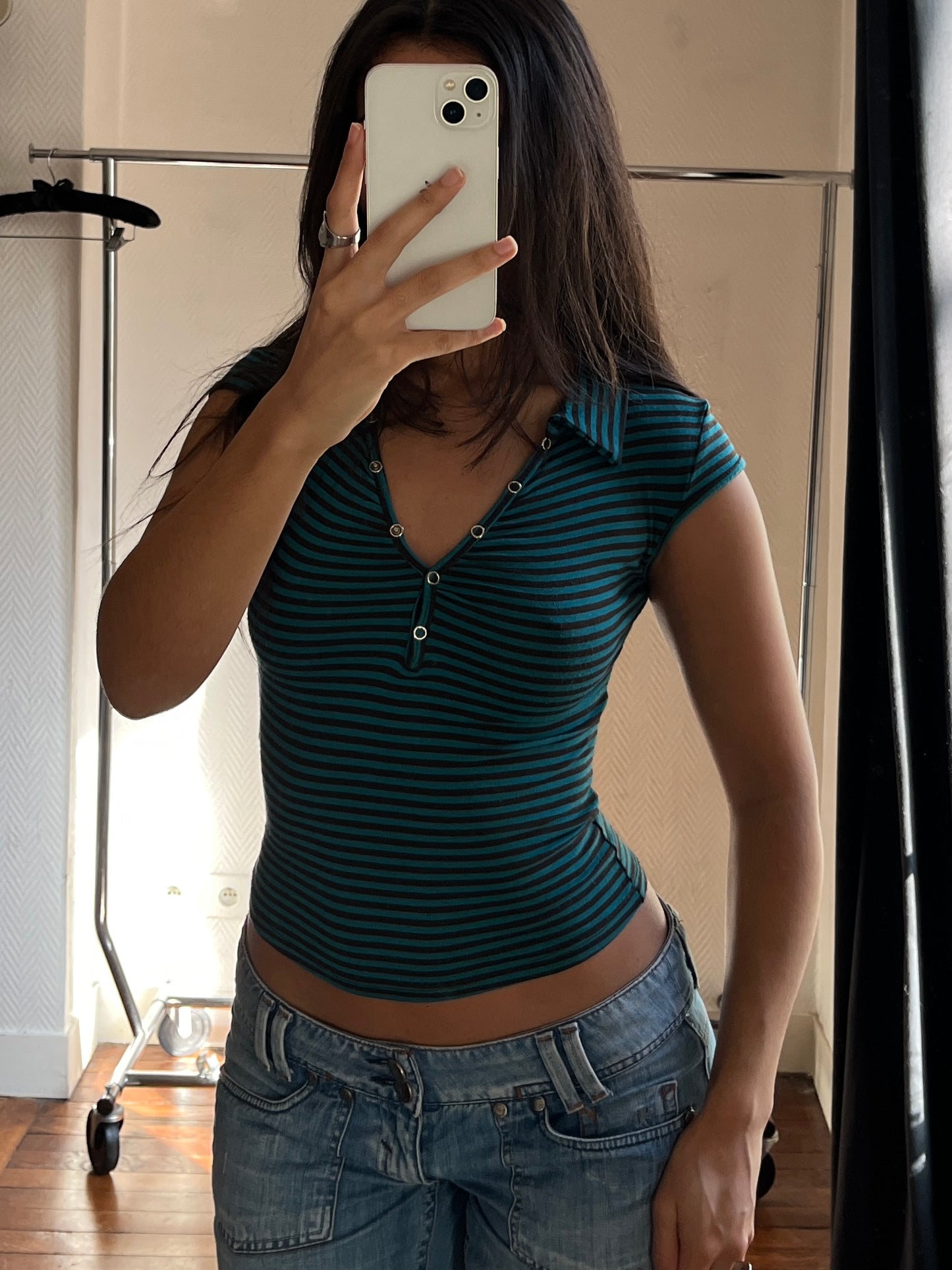 Vintage blue striped top