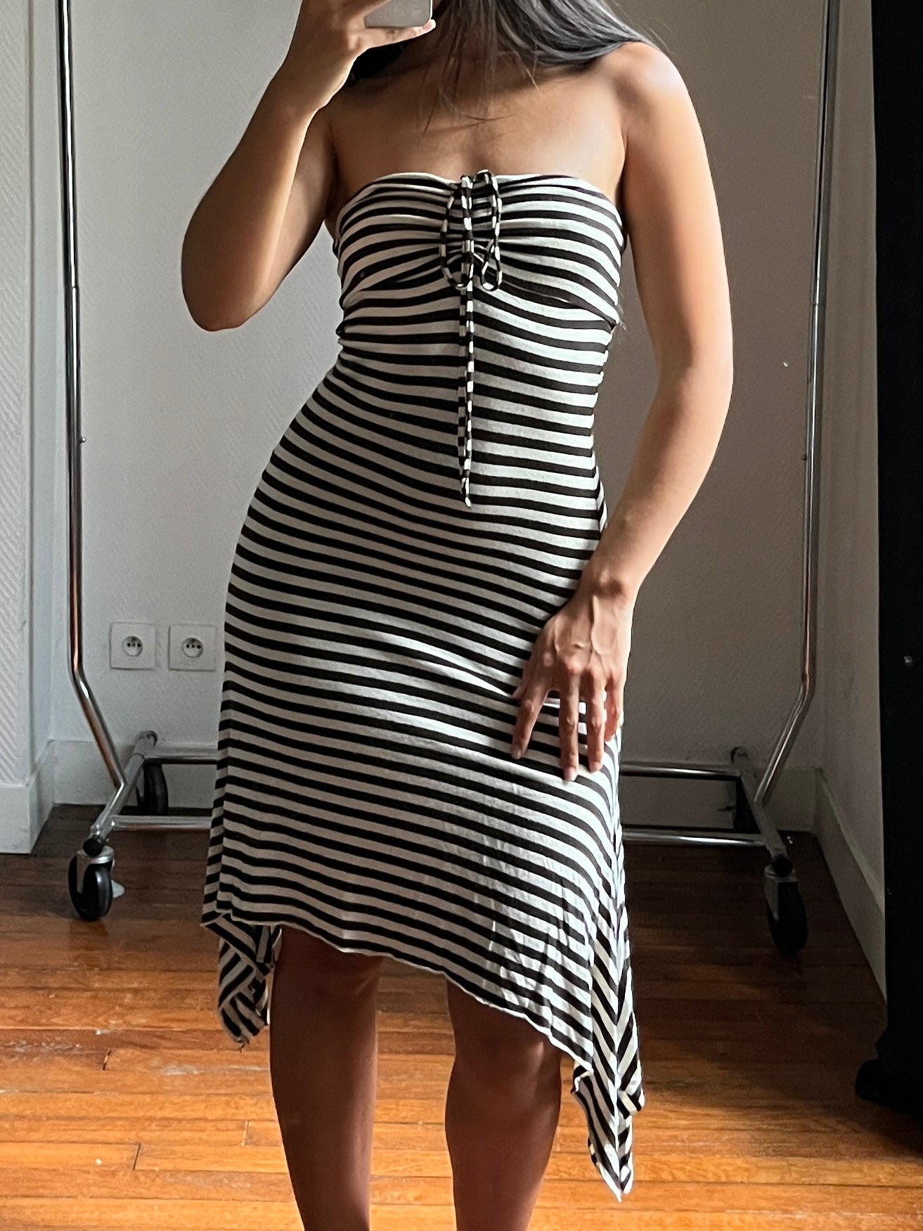 Vintage asymmetrical striped dress