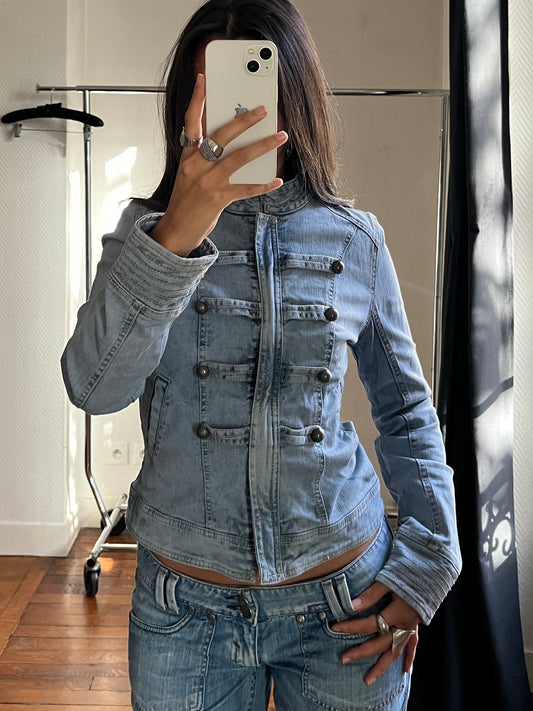 Vintage denim officer jacket