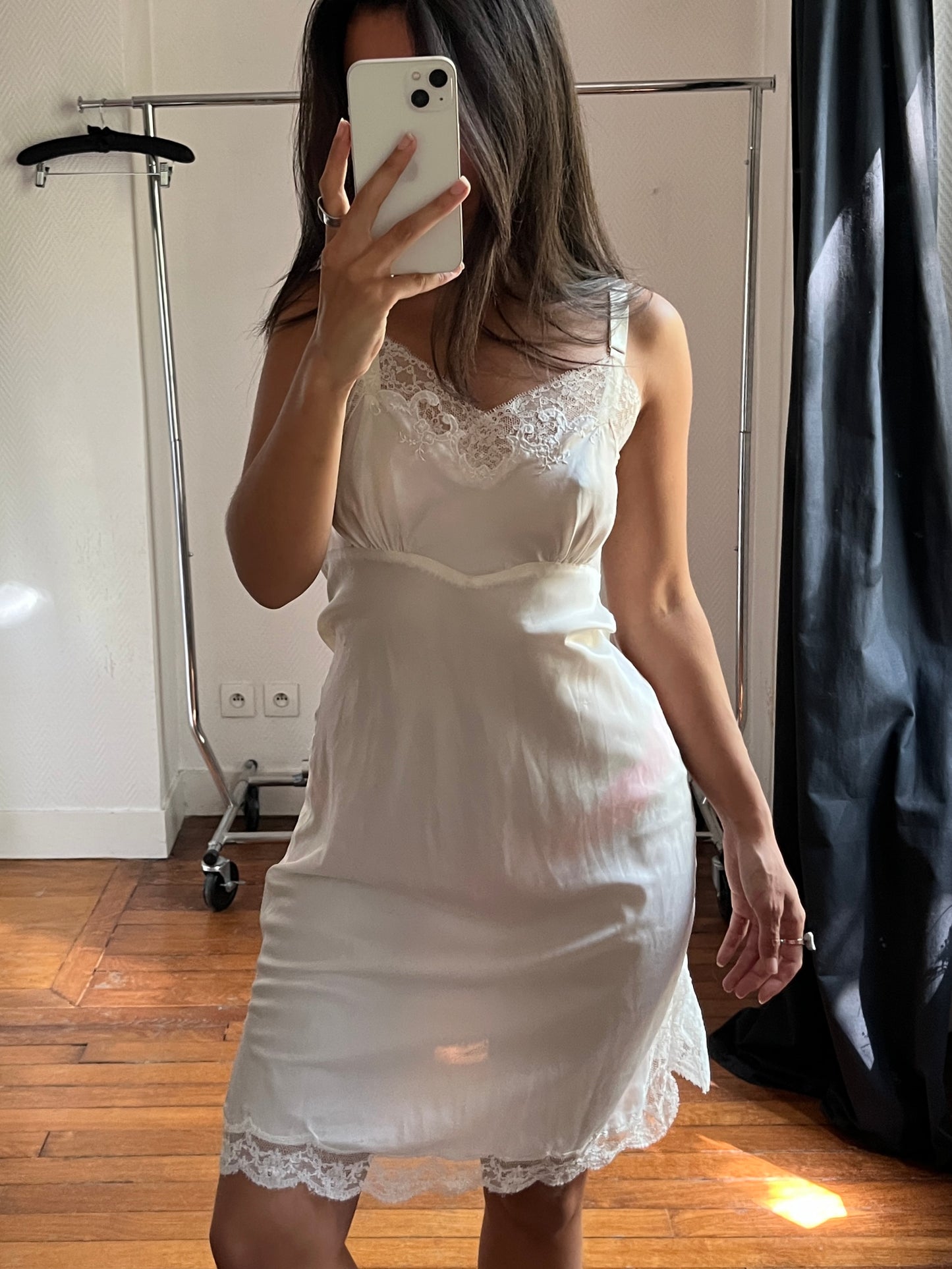 Vintage satin ivory dress