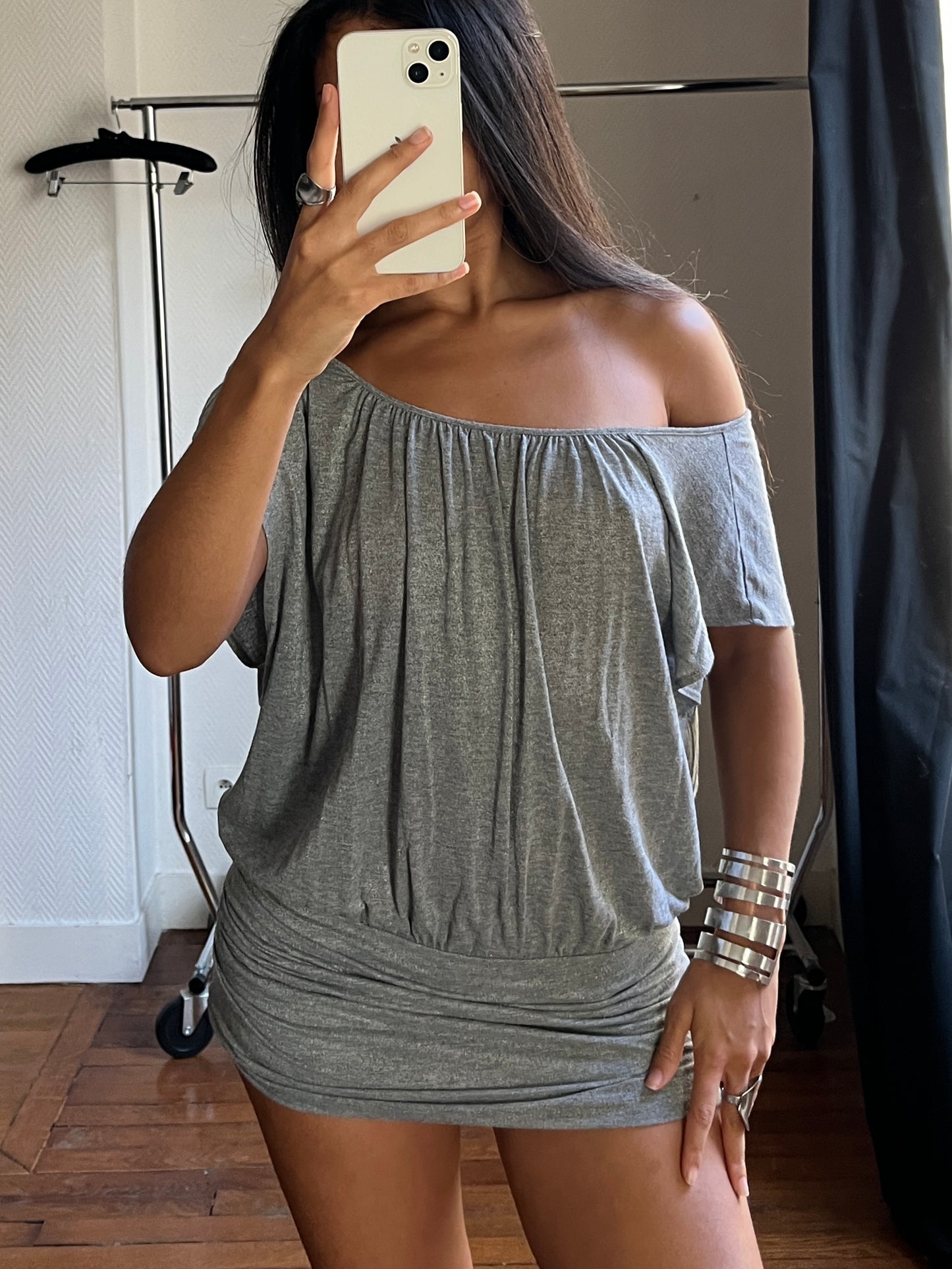 Vintage grey draped dress