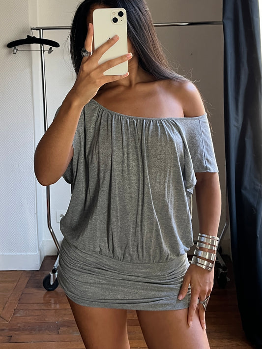 Vintage grey draped dress
