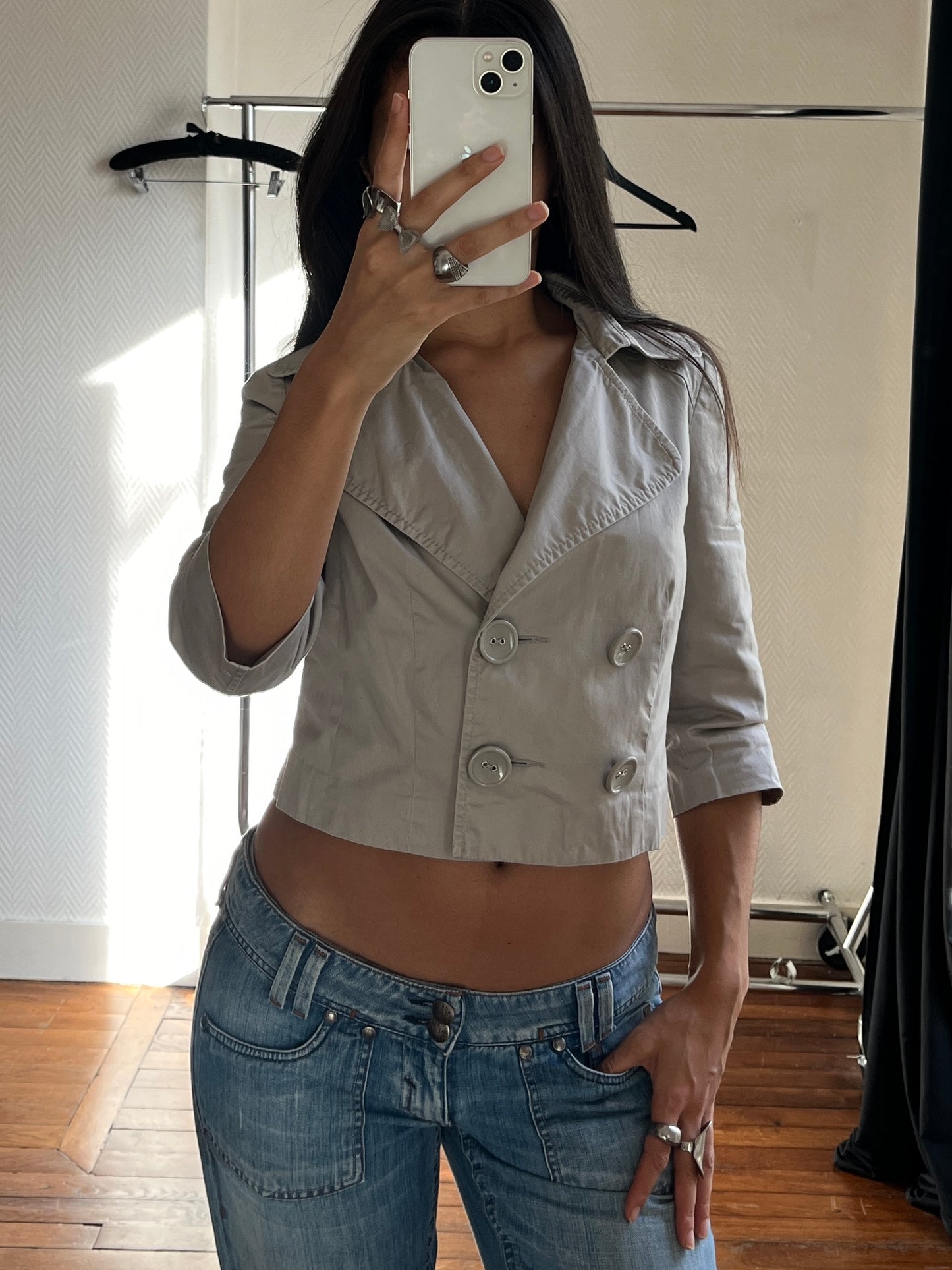 Vintage short buttoned trench coat