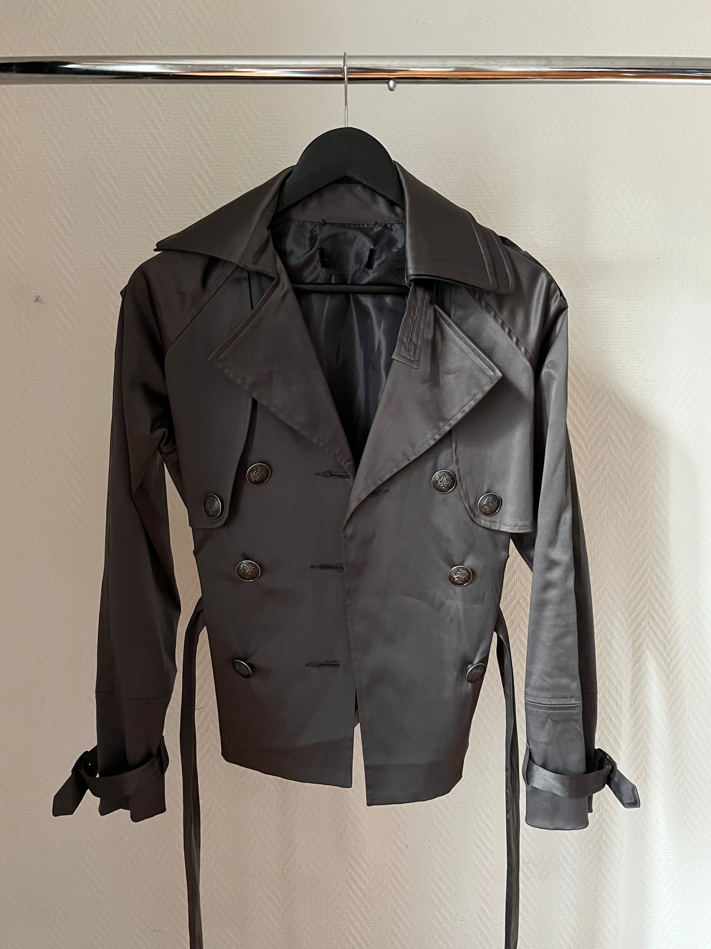 Vintage buttoned satin trench coat