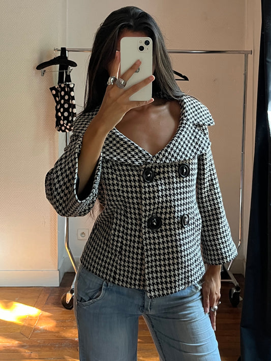 Vintage houndstooth trench coat