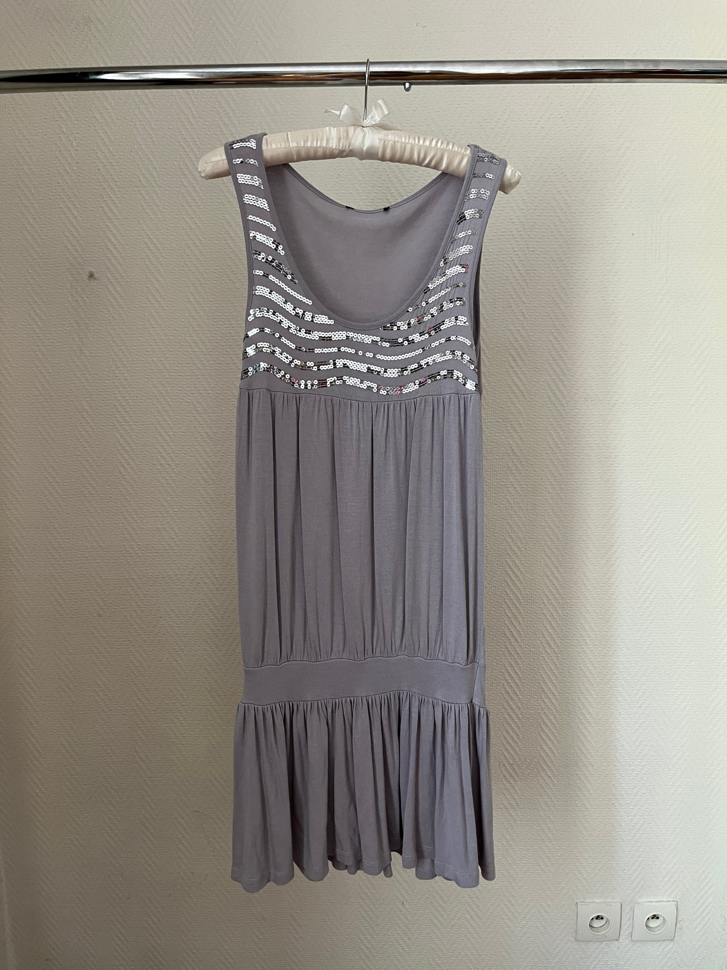 Vintage sequins draped party dress