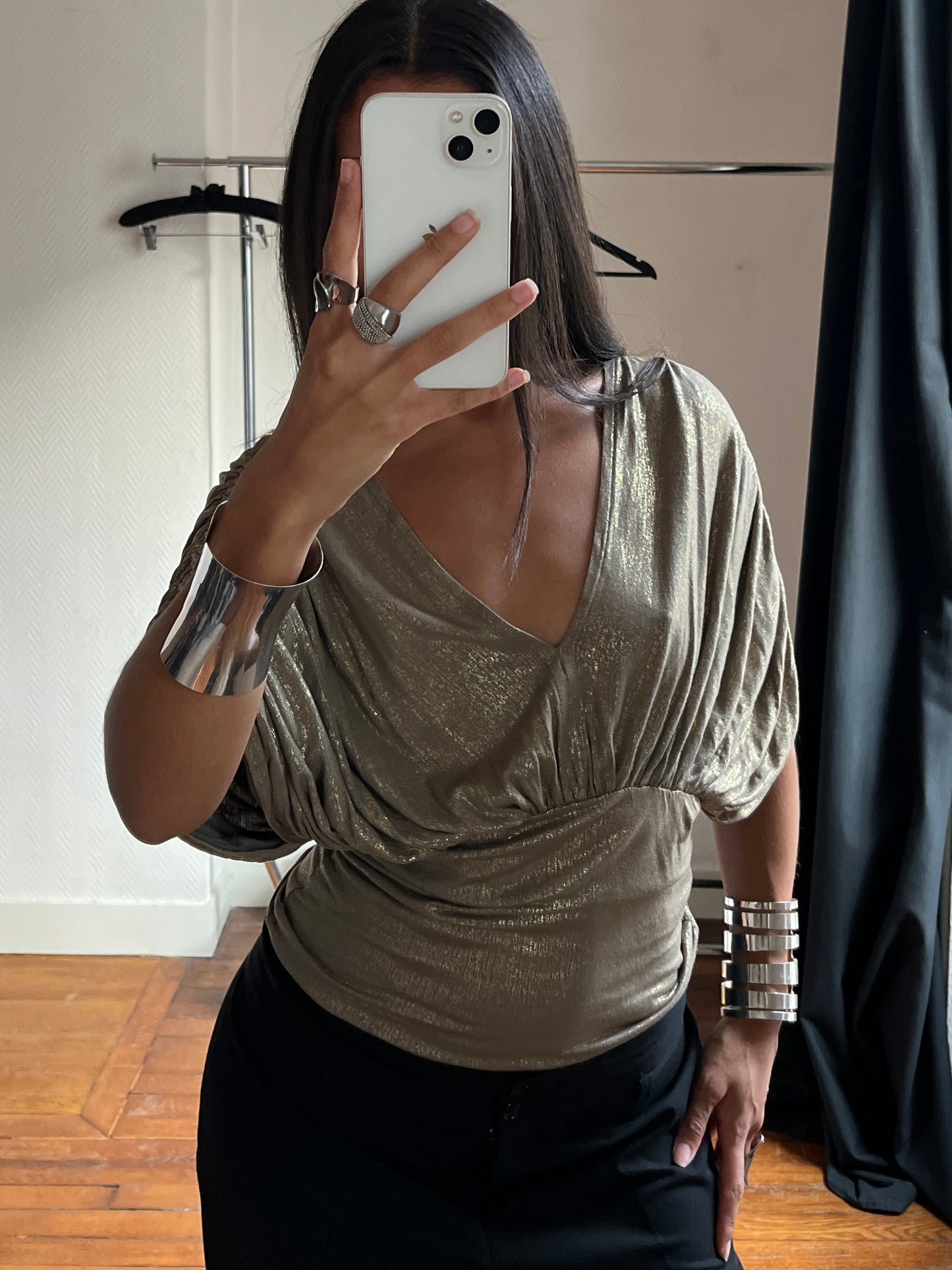 Vintage batwing gold sparkling top