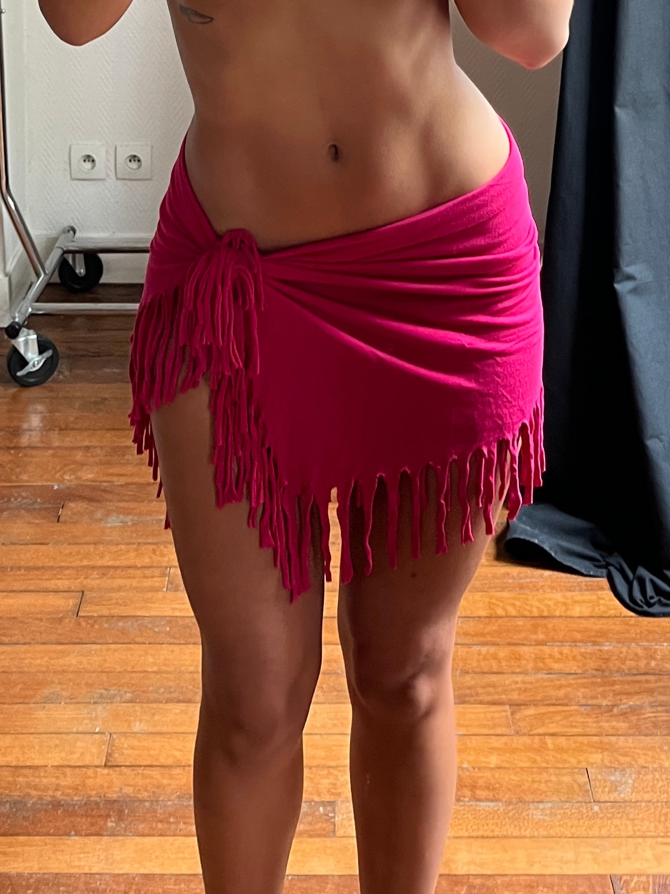 Vintage fringed pink pareo