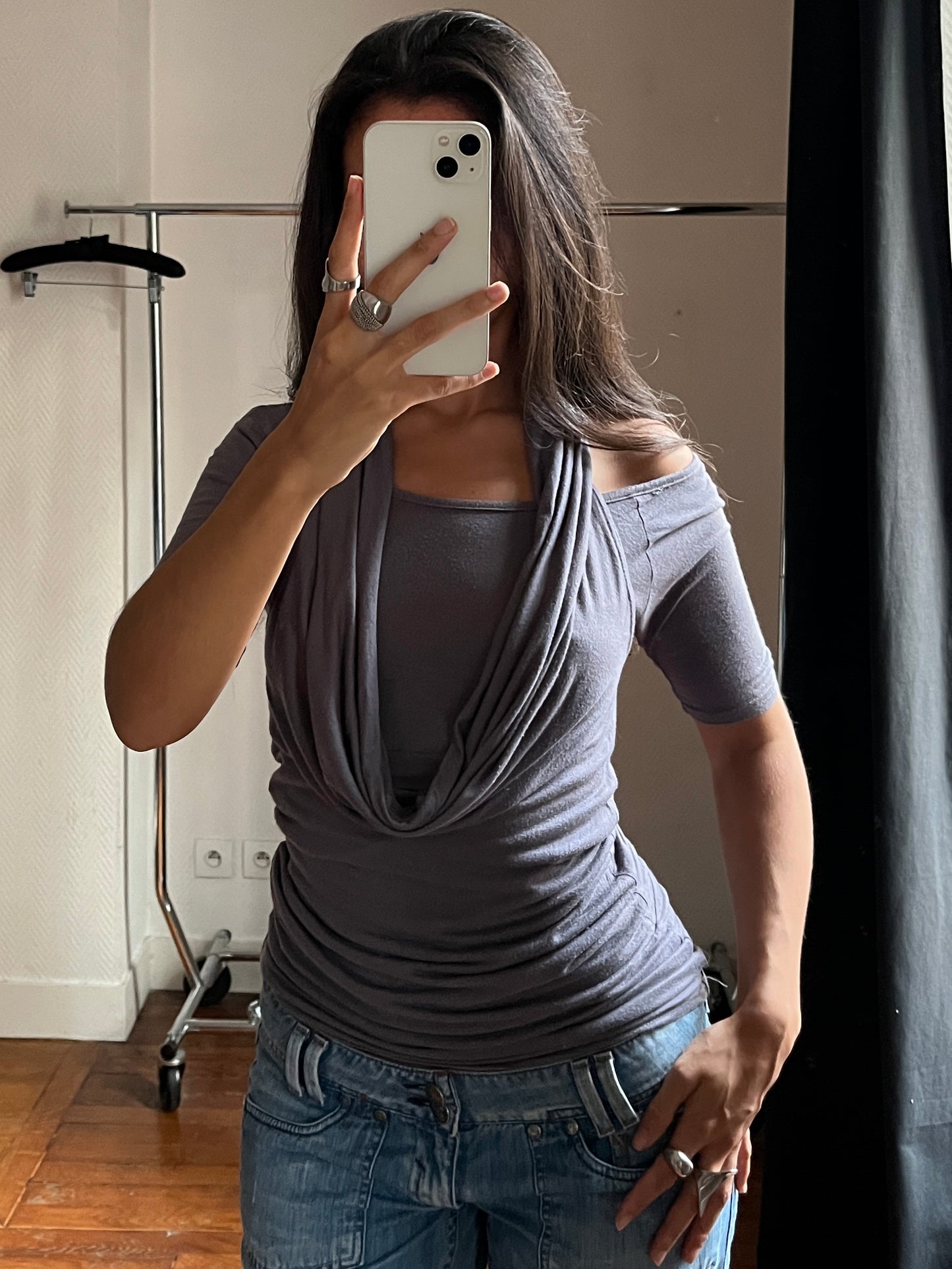 Vintage draped 2 in one top