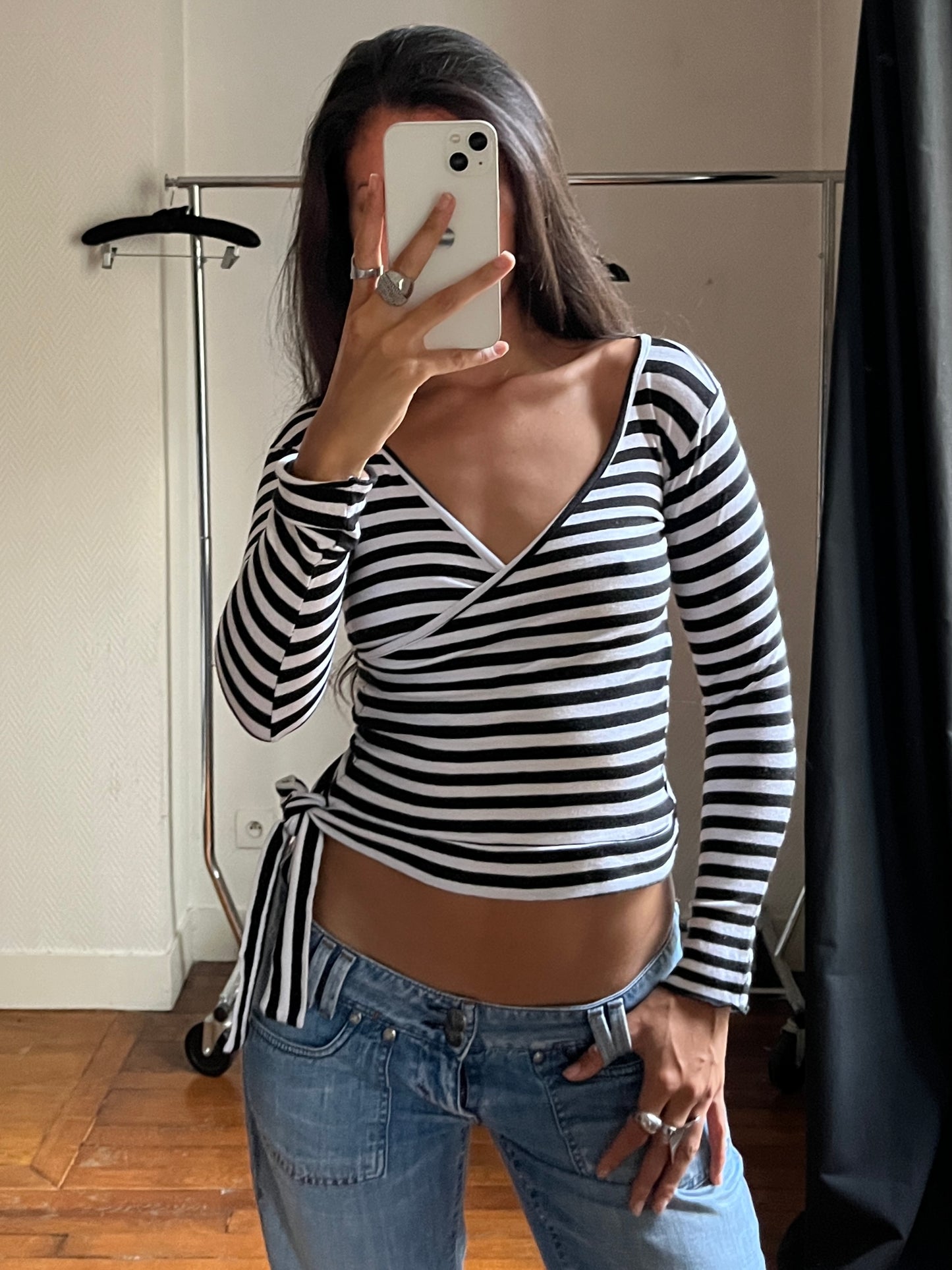 Vintage striped wrap up top