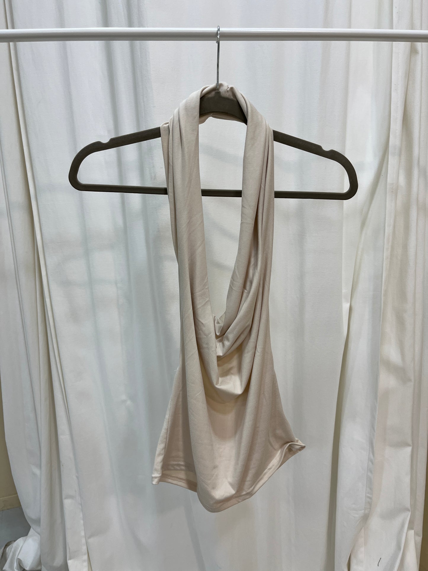 Vintage ivory halter draped top