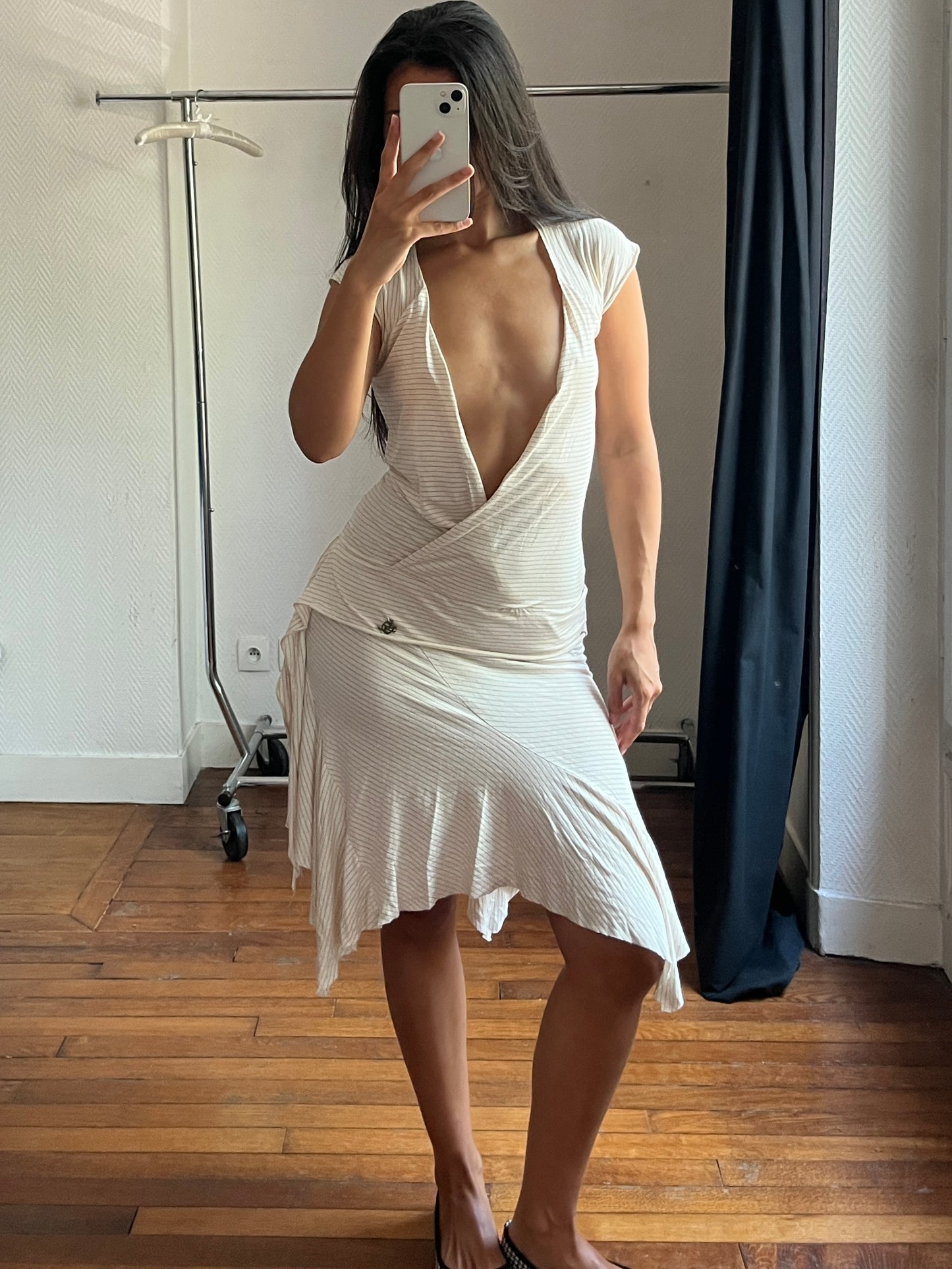 Vintage draped asymmetrical dress