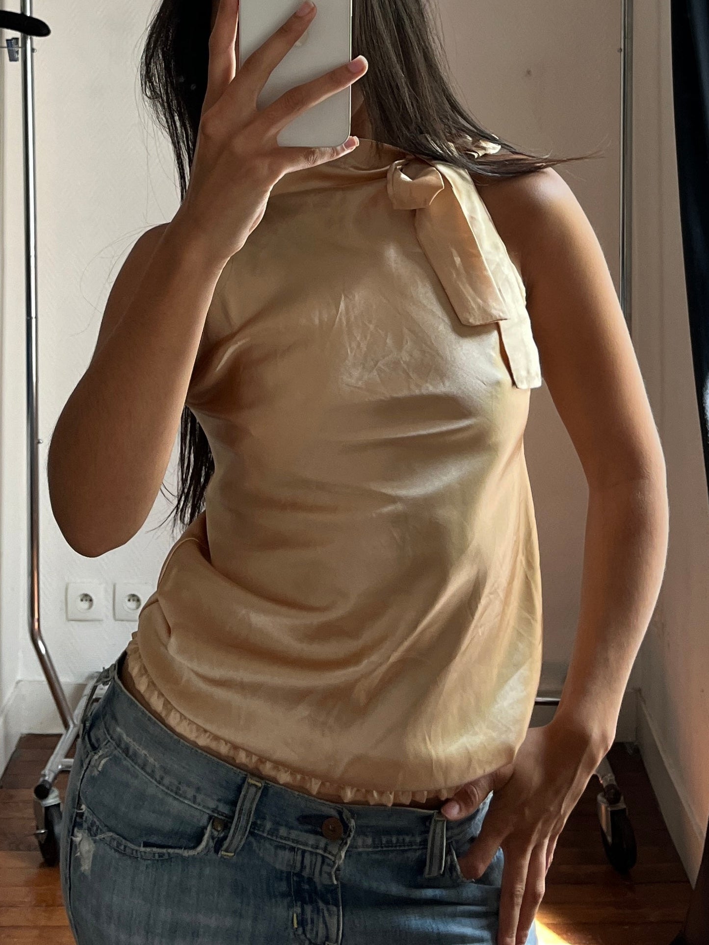 Vintage satin champagne top