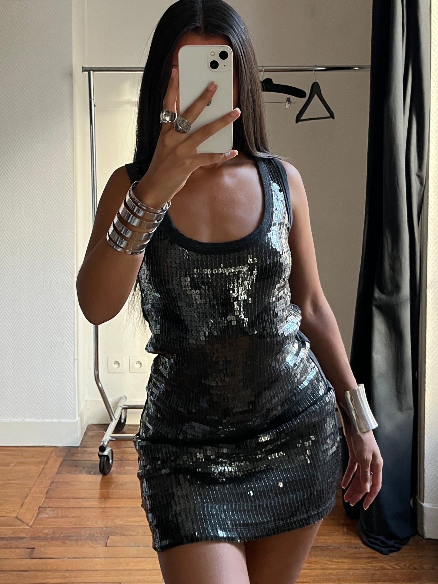 Vintage sequins face dress
