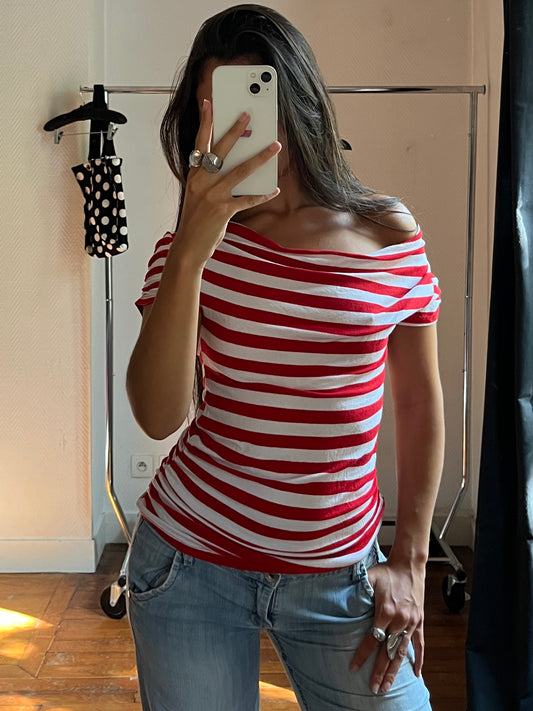 Vintage striped draped top