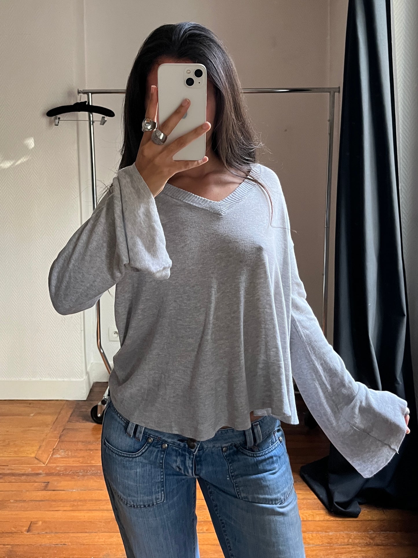 Vintage draped grey pull over