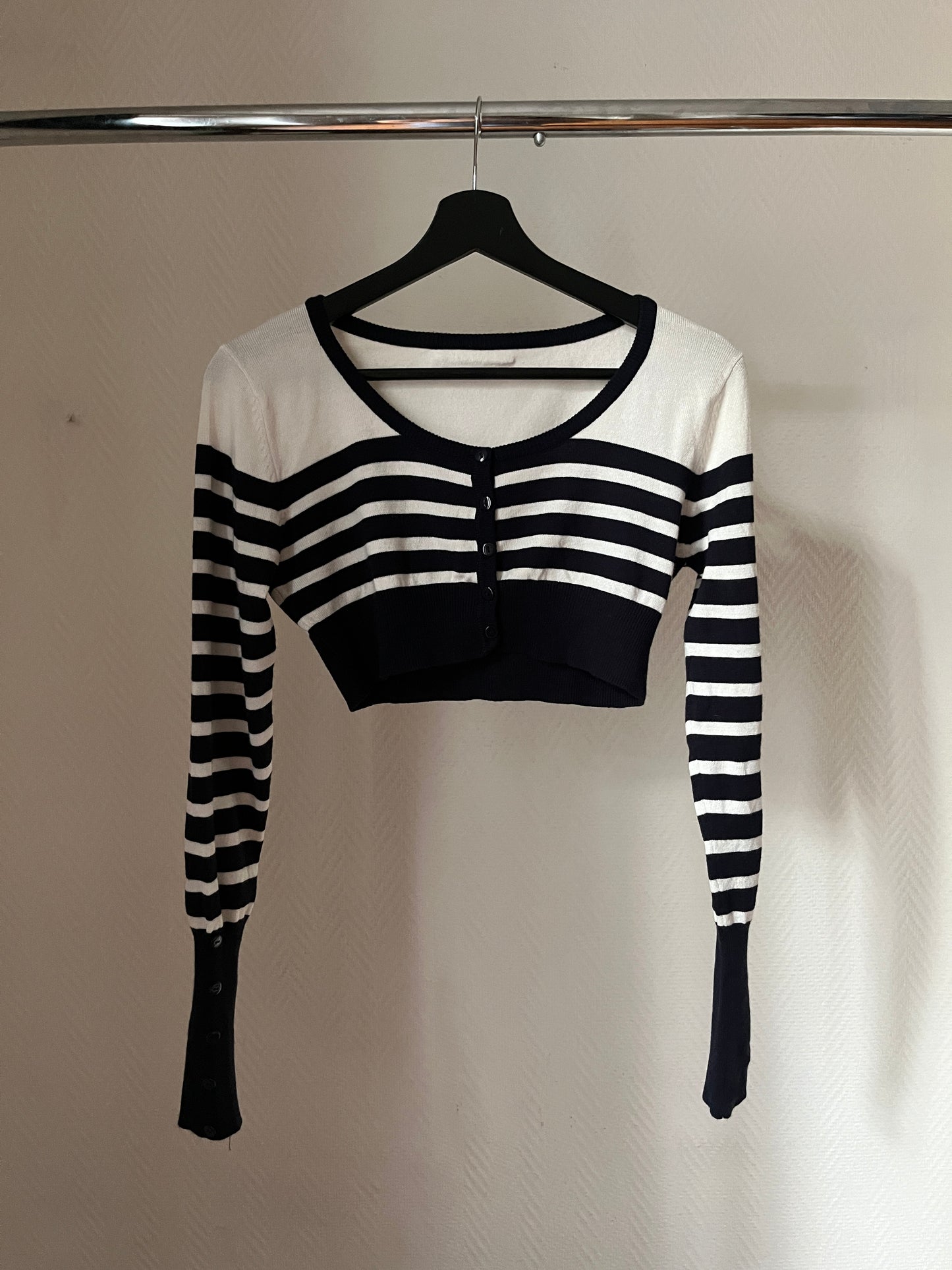 Vintage striped short cardigan