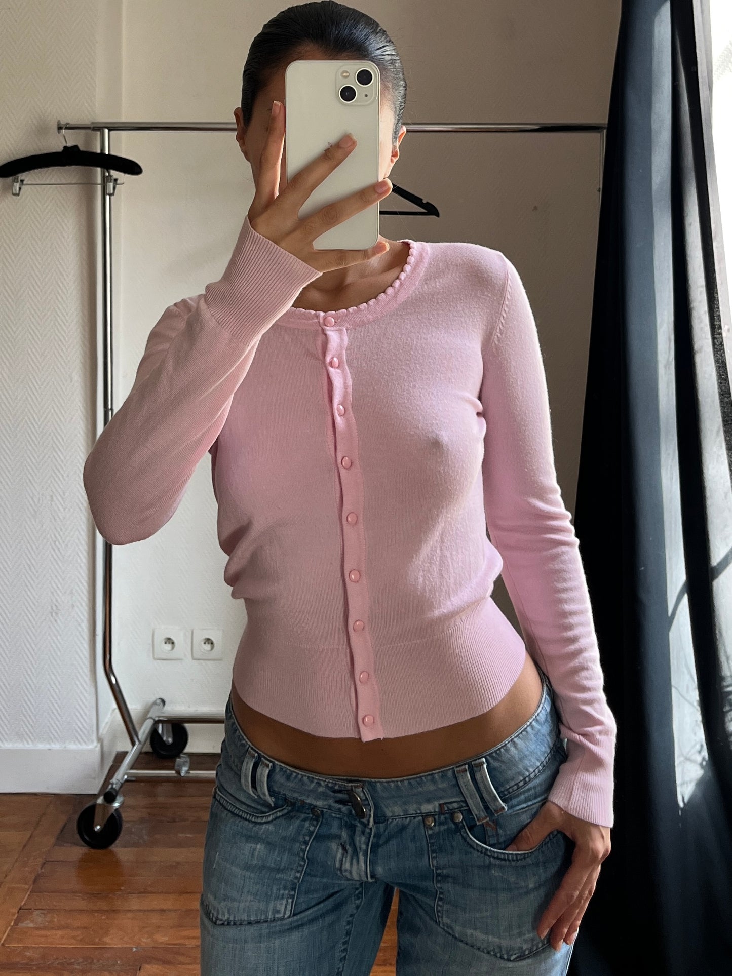 Vintage baby pink buttoned cardigan