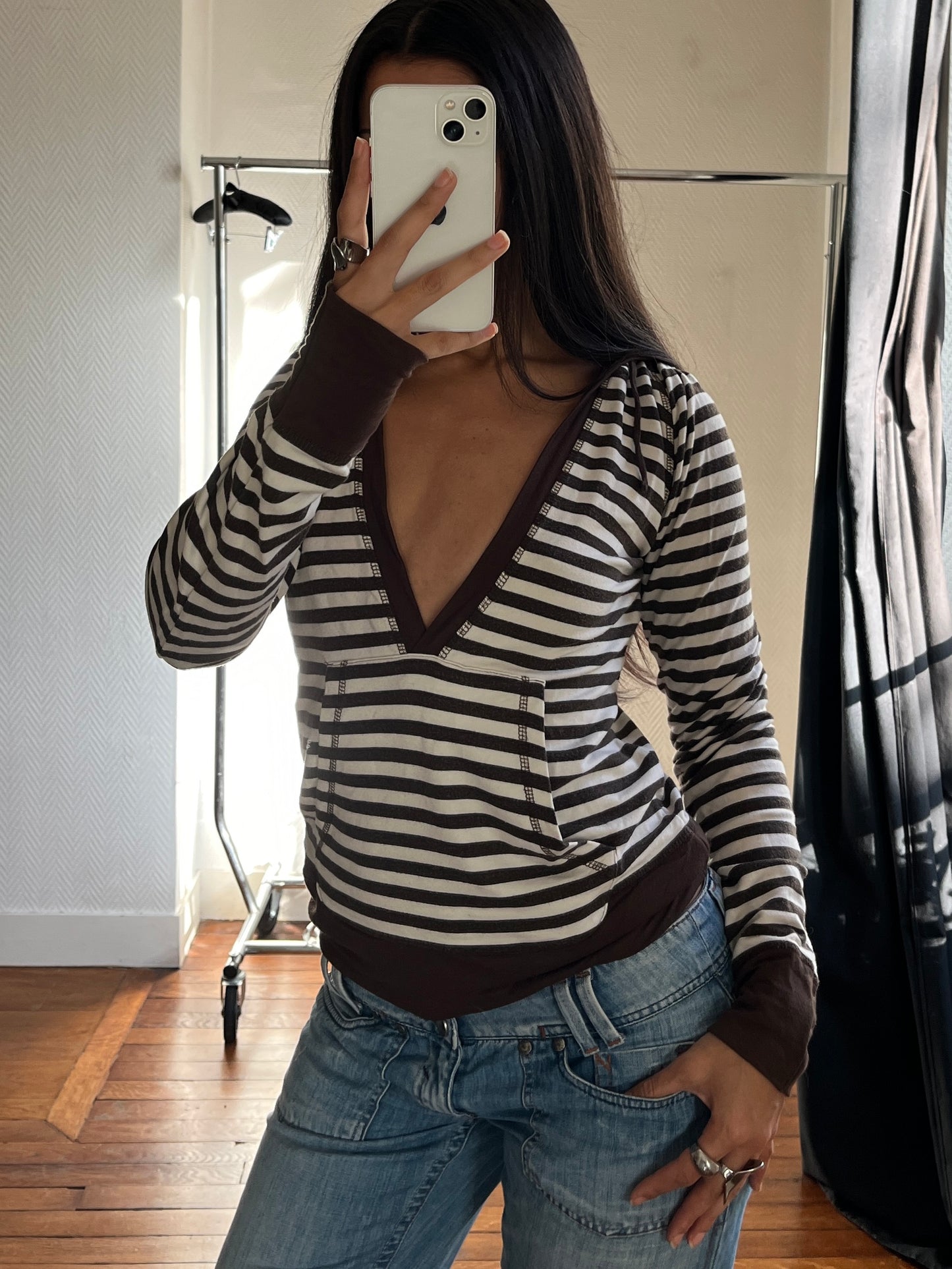 Vintage stripped hooded pull over