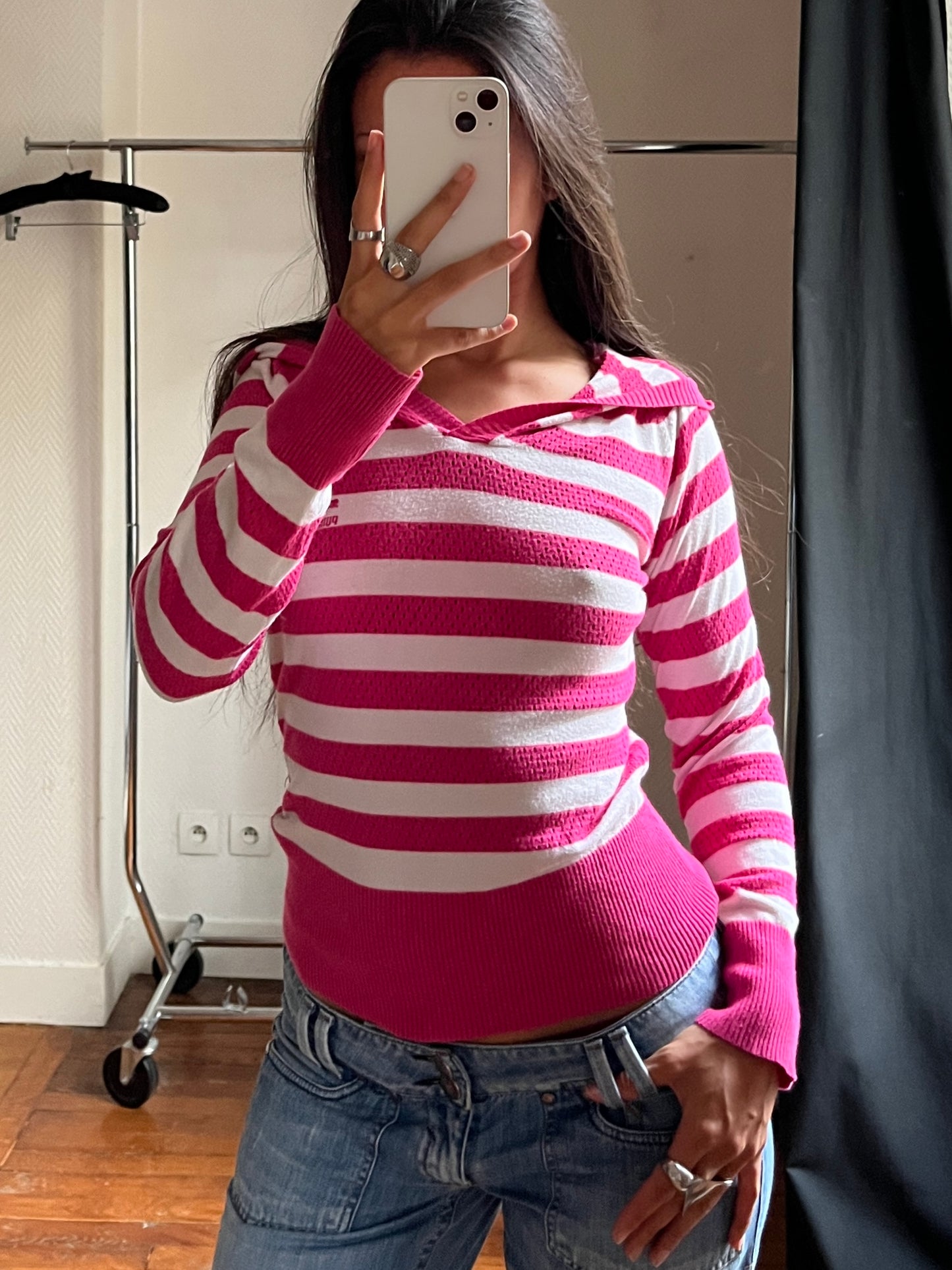 Vintage Puma striped hoodie