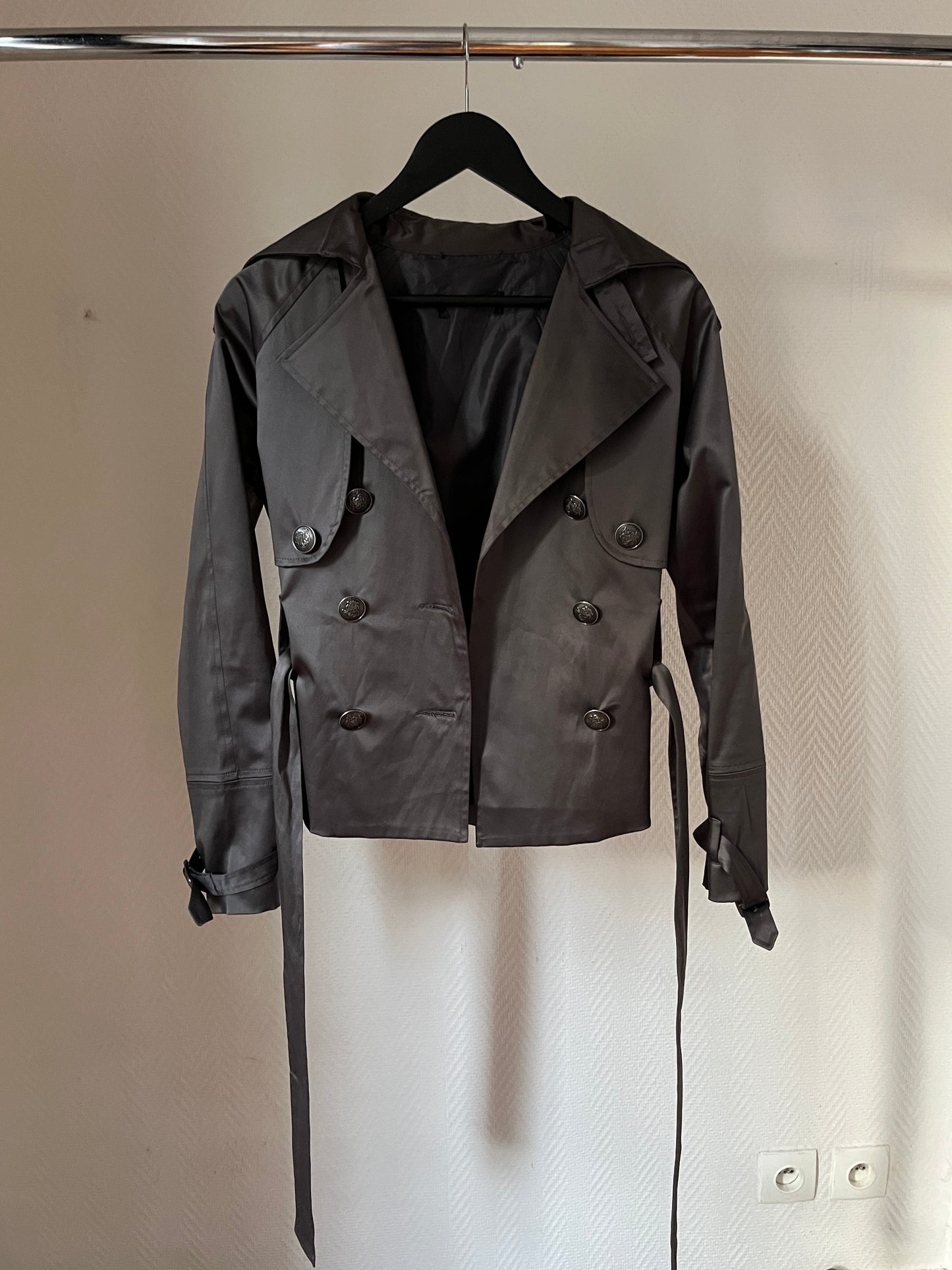 Vintage buttoned satin trench coat