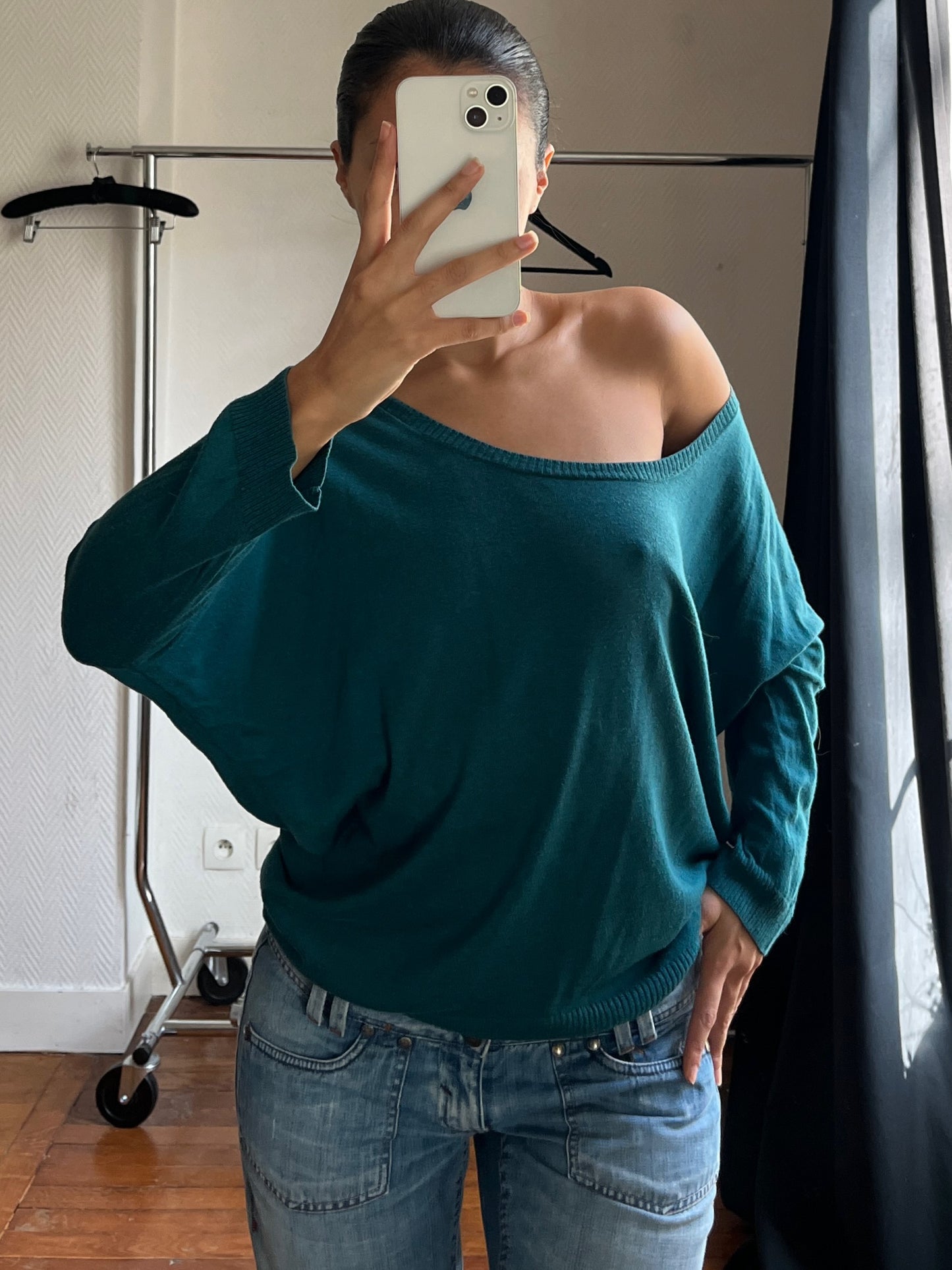 Vintage blue batwing top