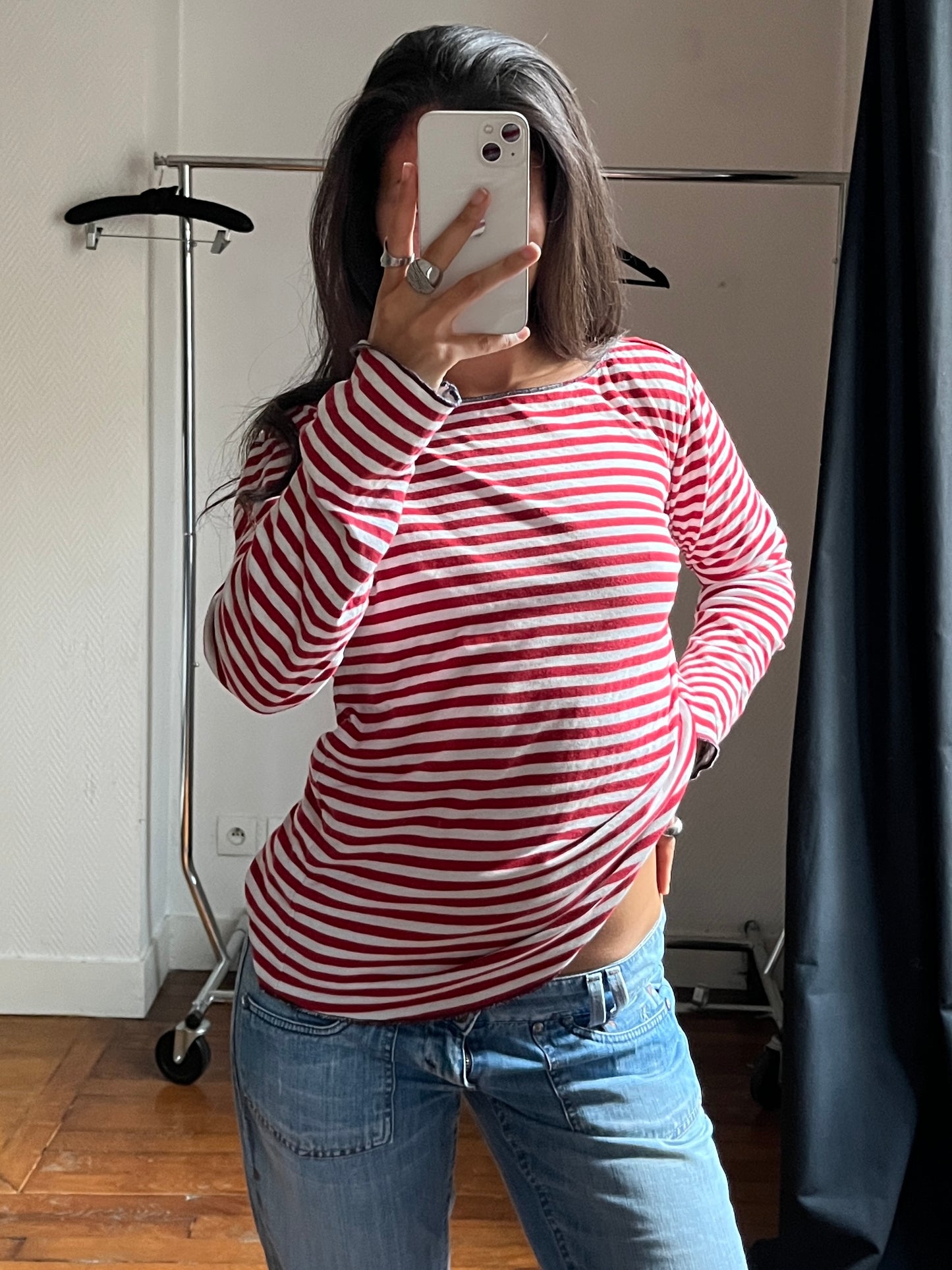 Vintage striped long sleeved top