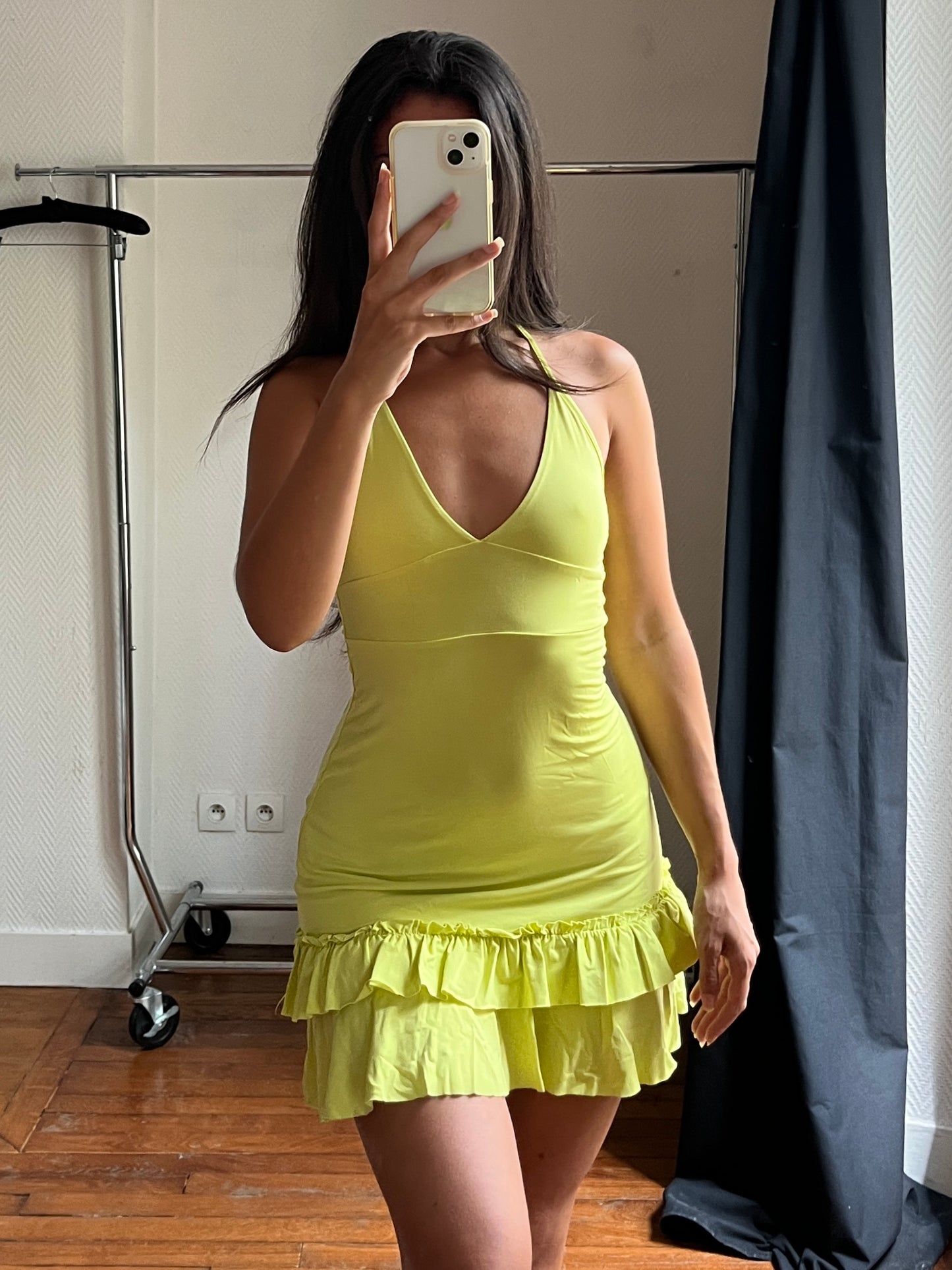 Vintage yellow halter summer dress