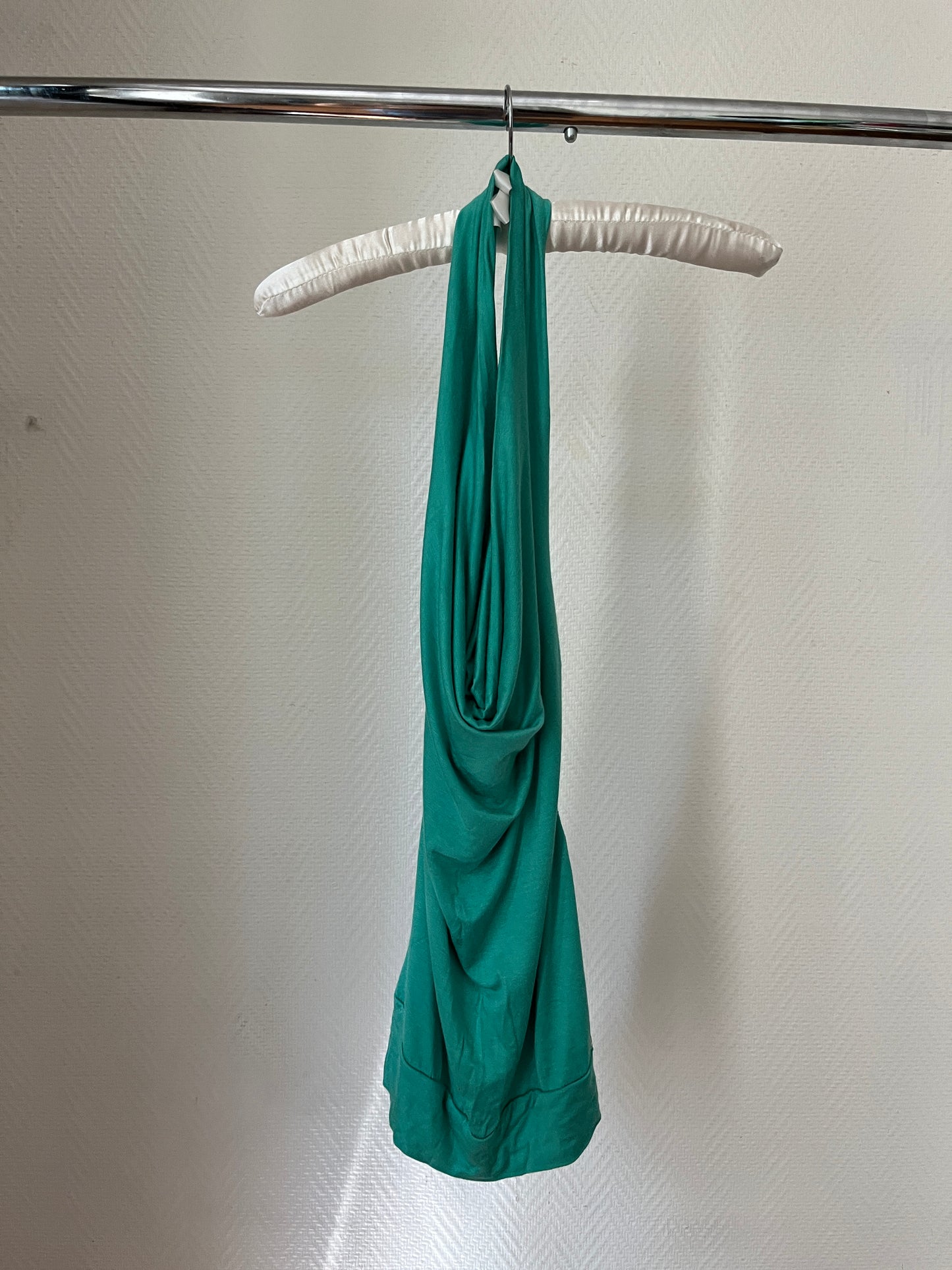 Vintage blue halter draped top