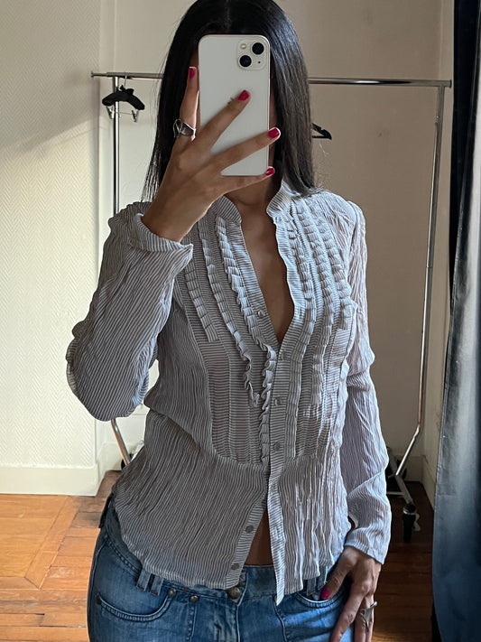 Vintage ruched striped shirt