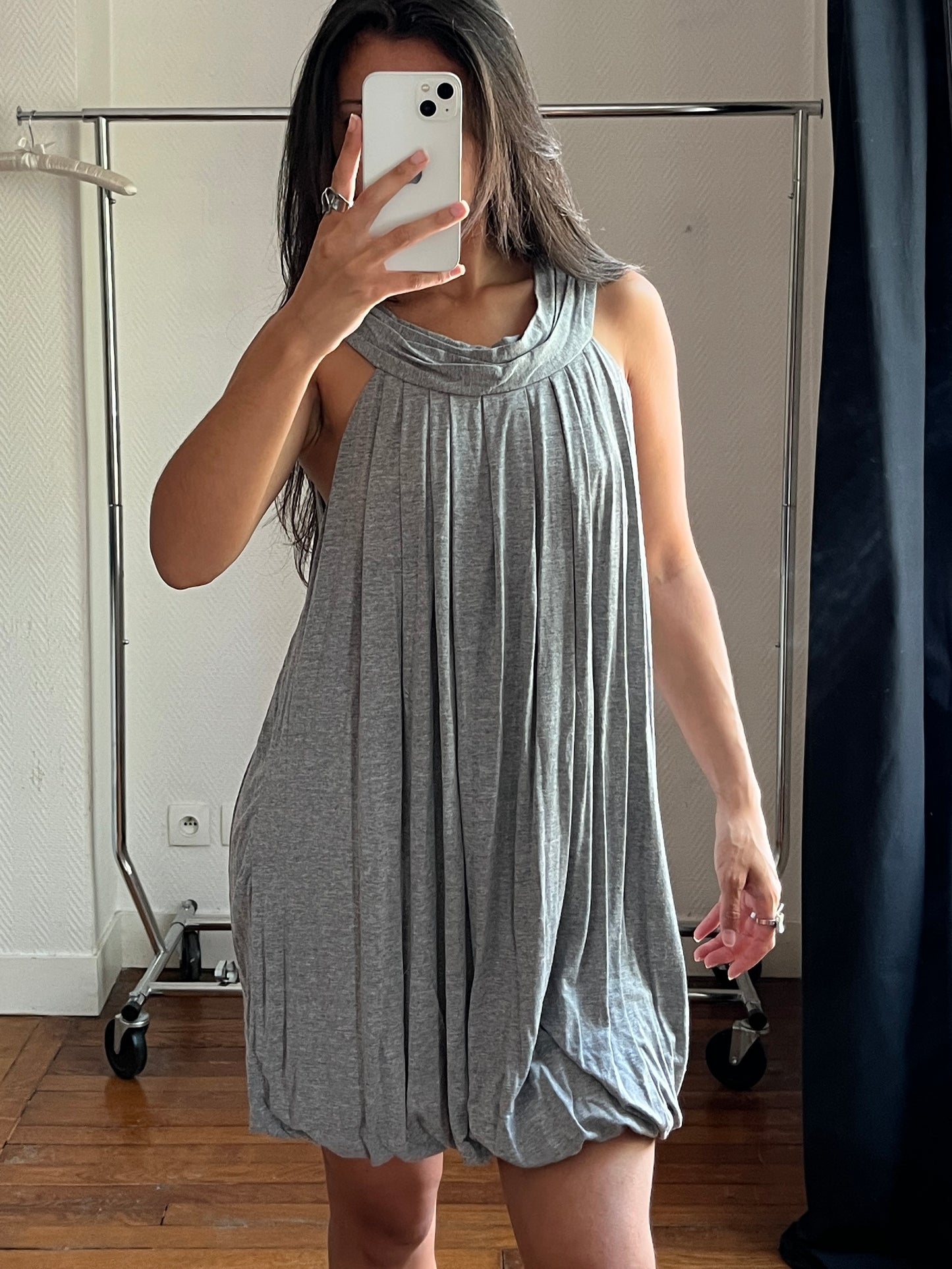 Vintage draped grey dress