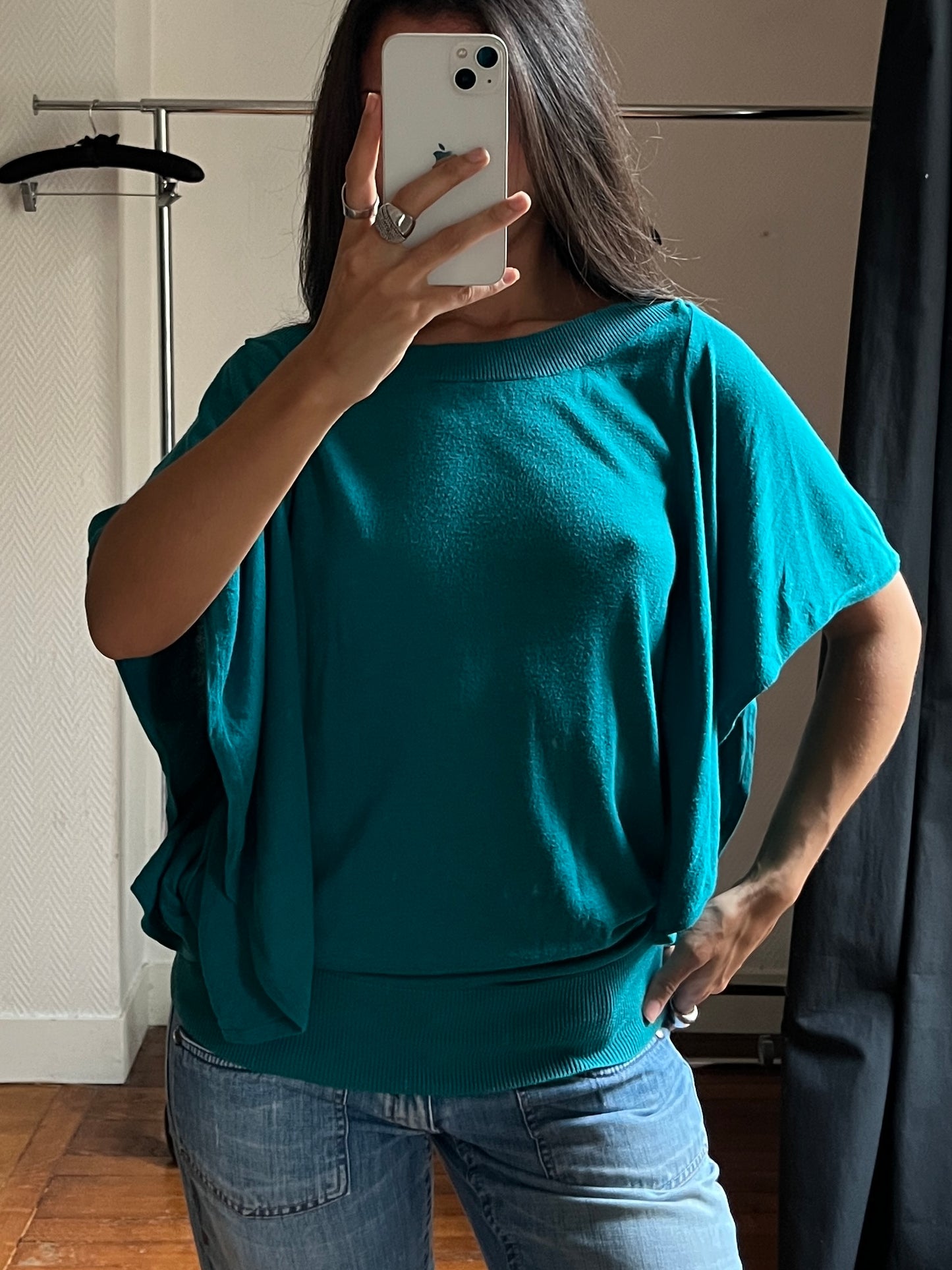 Vintage blue batwing top