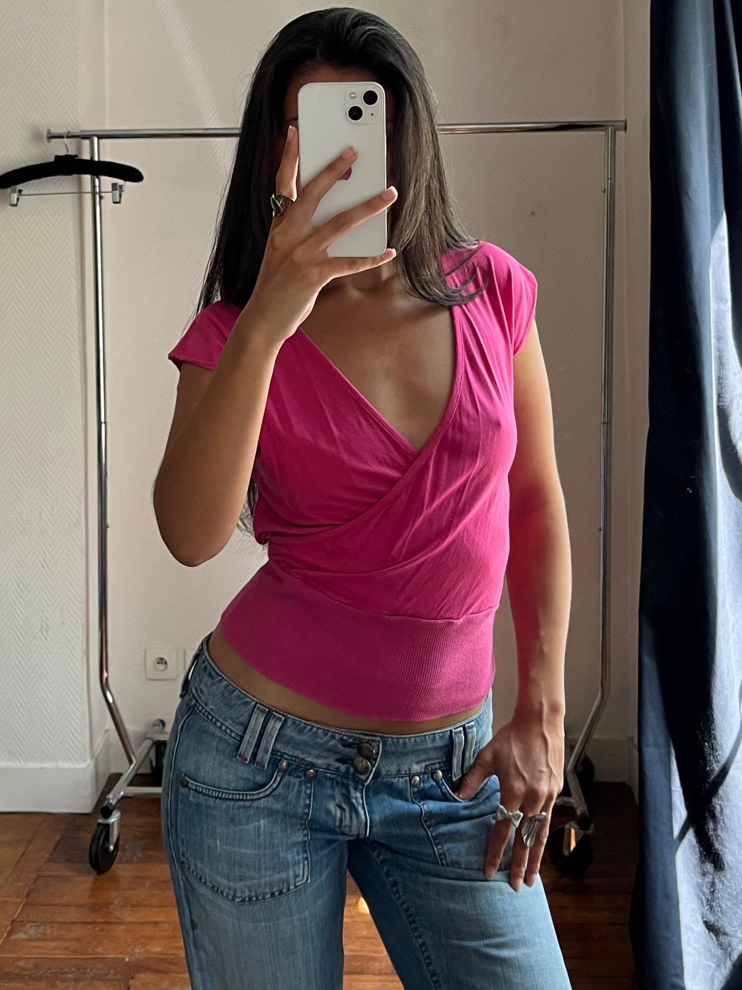 Vintage pink wrap up top