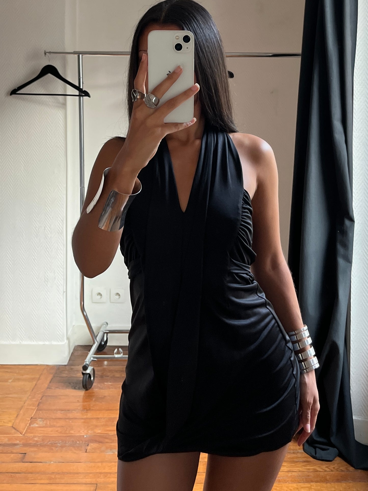 Vintage halter party draped dress