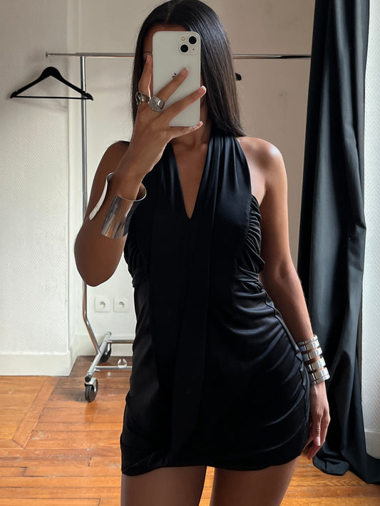 Vintage halter party draped dress
