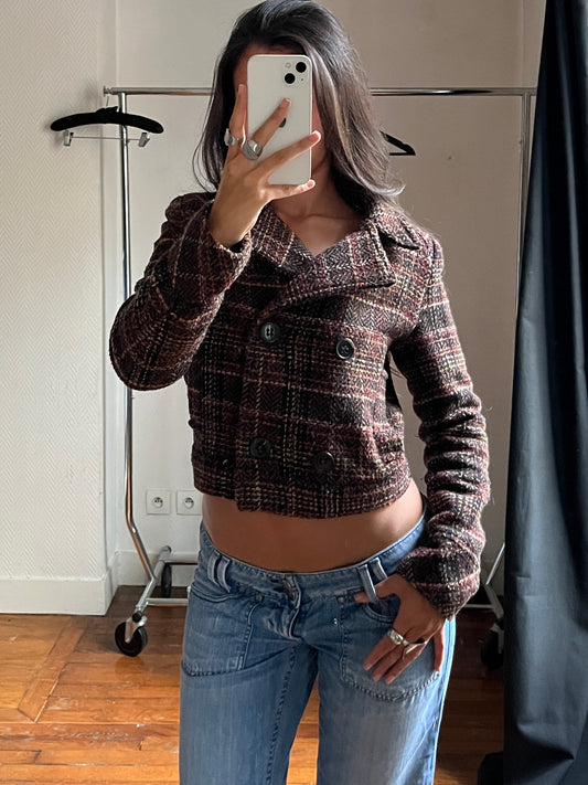 Vintage short tweed trench coat