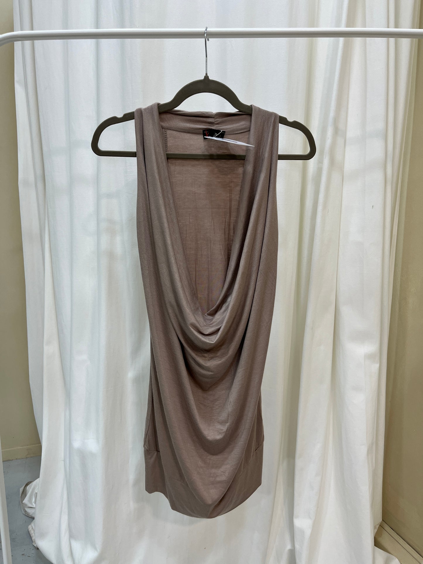 Vintage beige halter draped dress