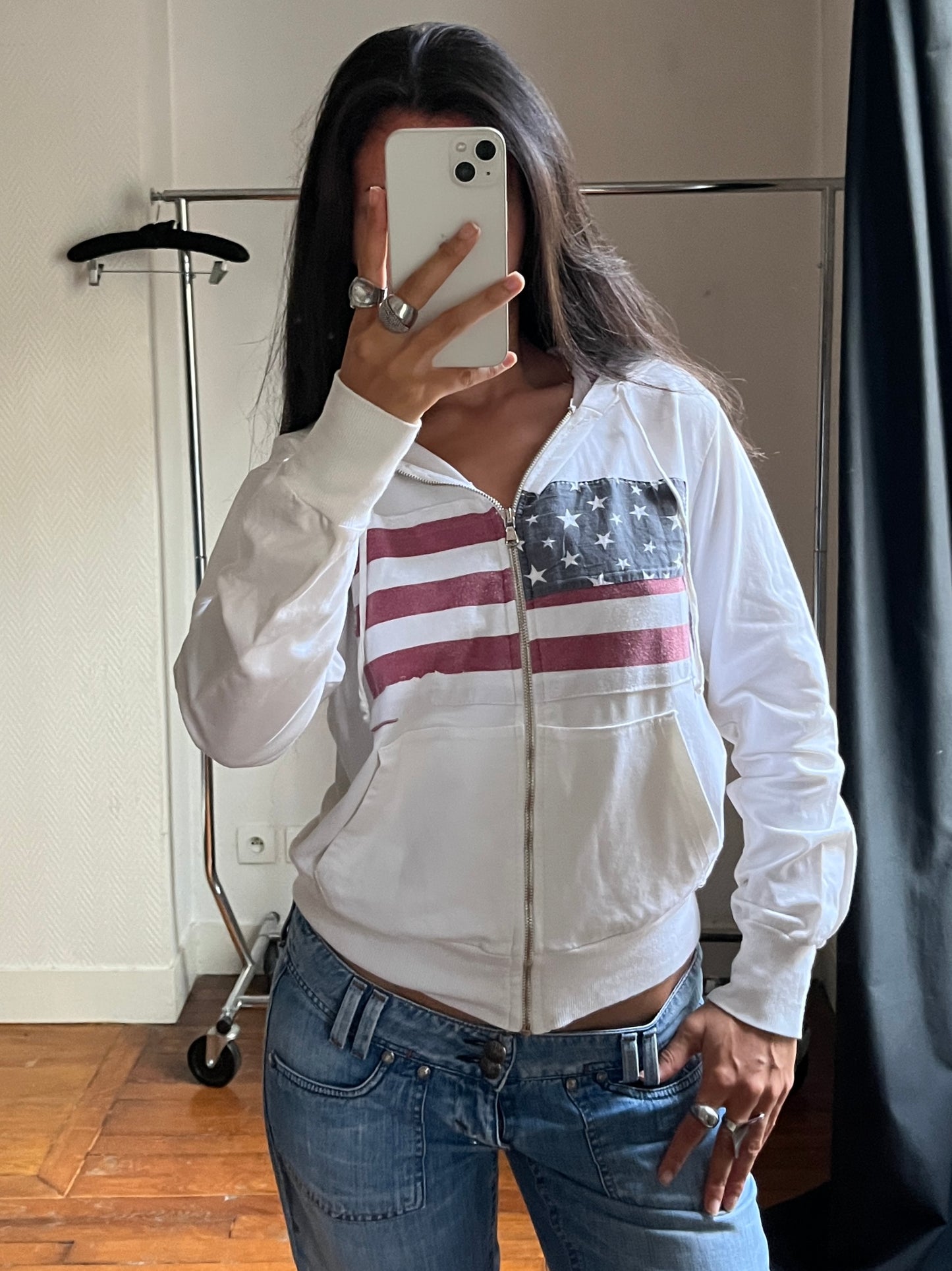 Vintage flag zip up jacket