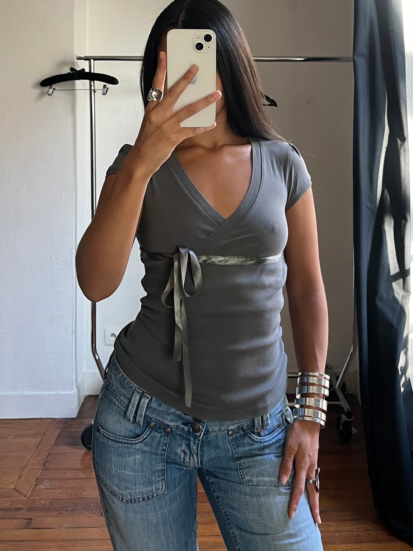 Vintage satin ribbon top