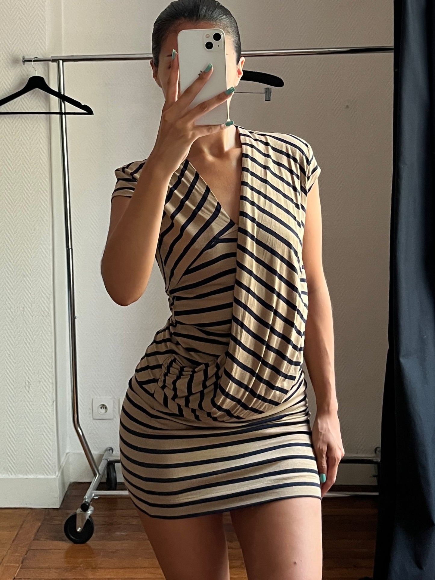 Vintage striped draped dress