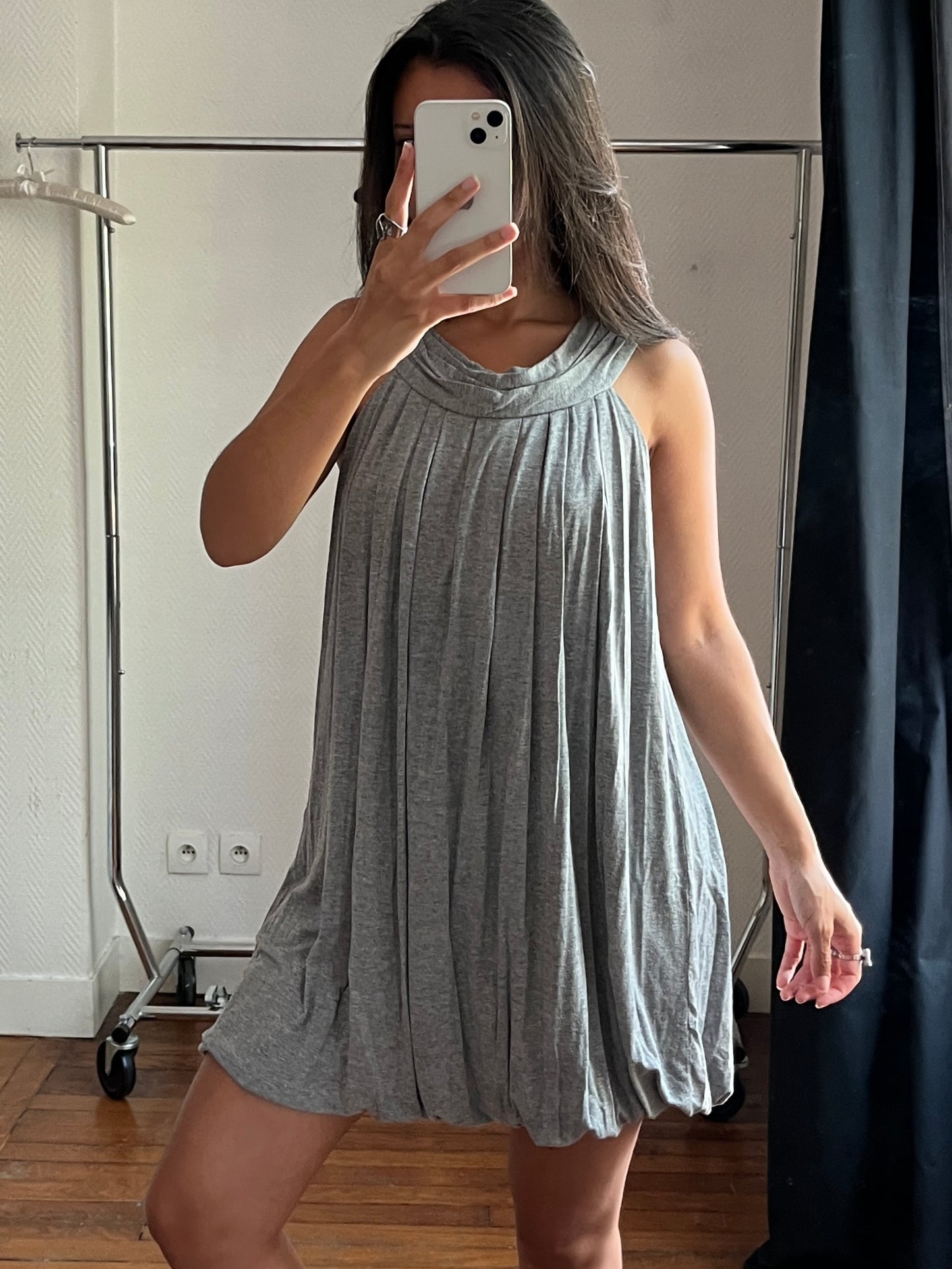 Vintage draped grey dress