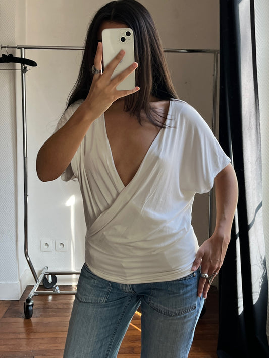 Vintage white draped top