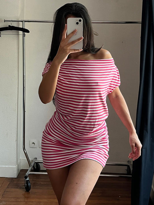 Vintage draped striped dress