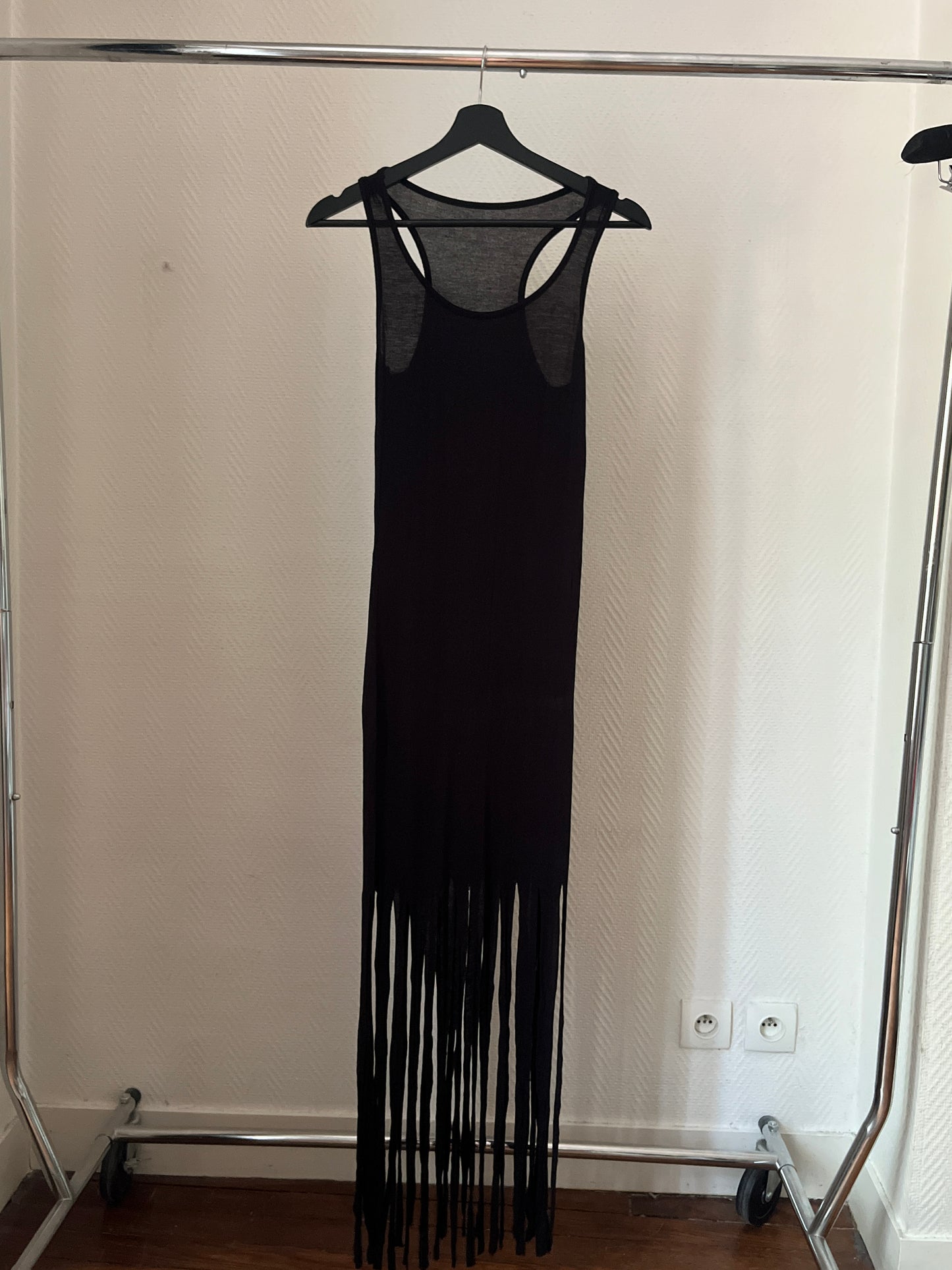 Vintage fringed black summer dress