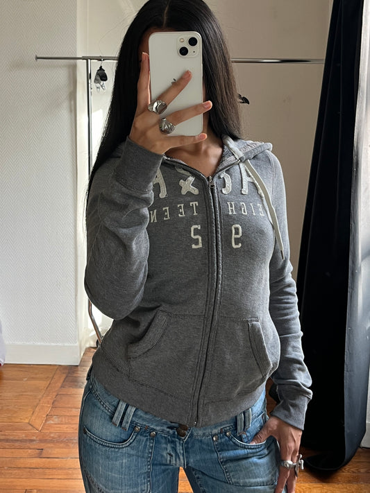 A&F vintage grey zip up jacket