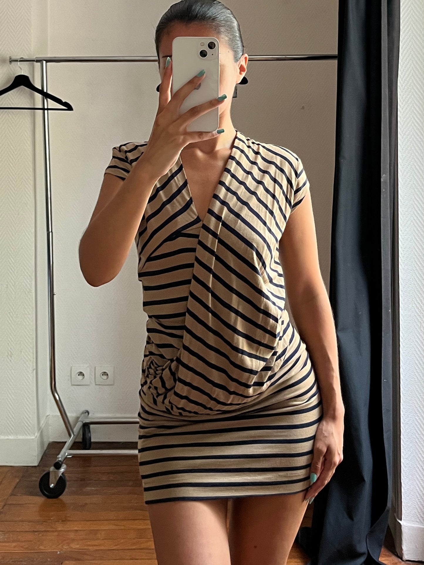 Vintage striped draped dress