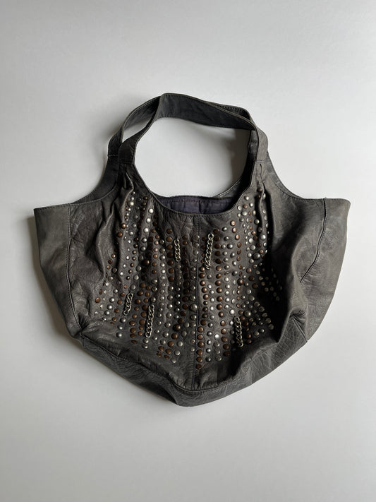 Vintage leather studded bag