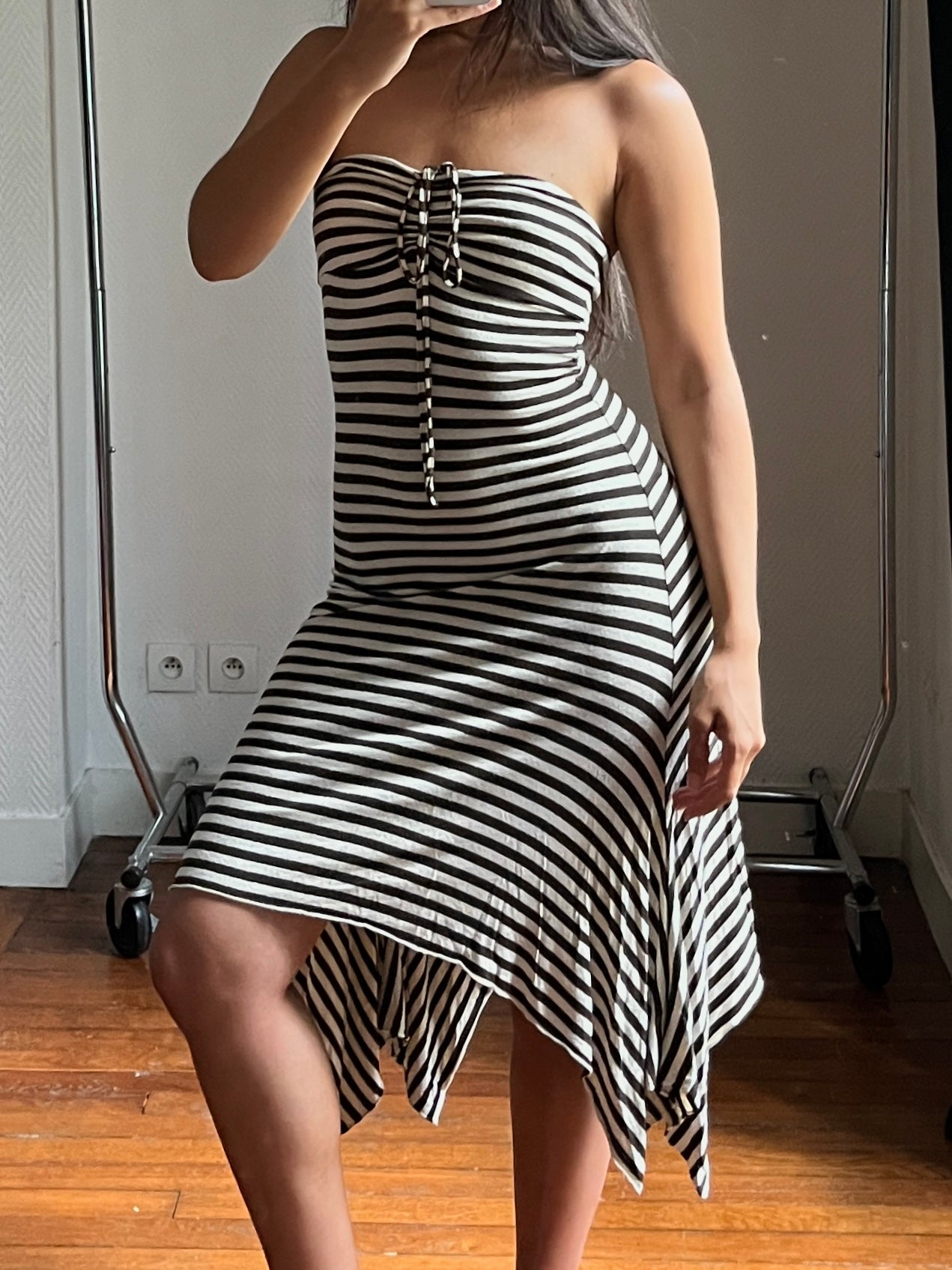 Vintage asymmetrical striped dress